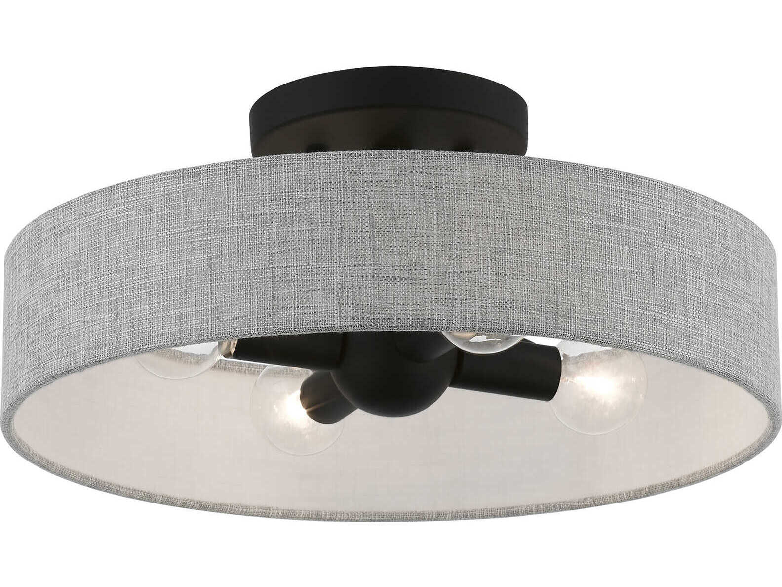 Livex Lighting Elmhurst 4-Light Black Drum Semi Flush Mount