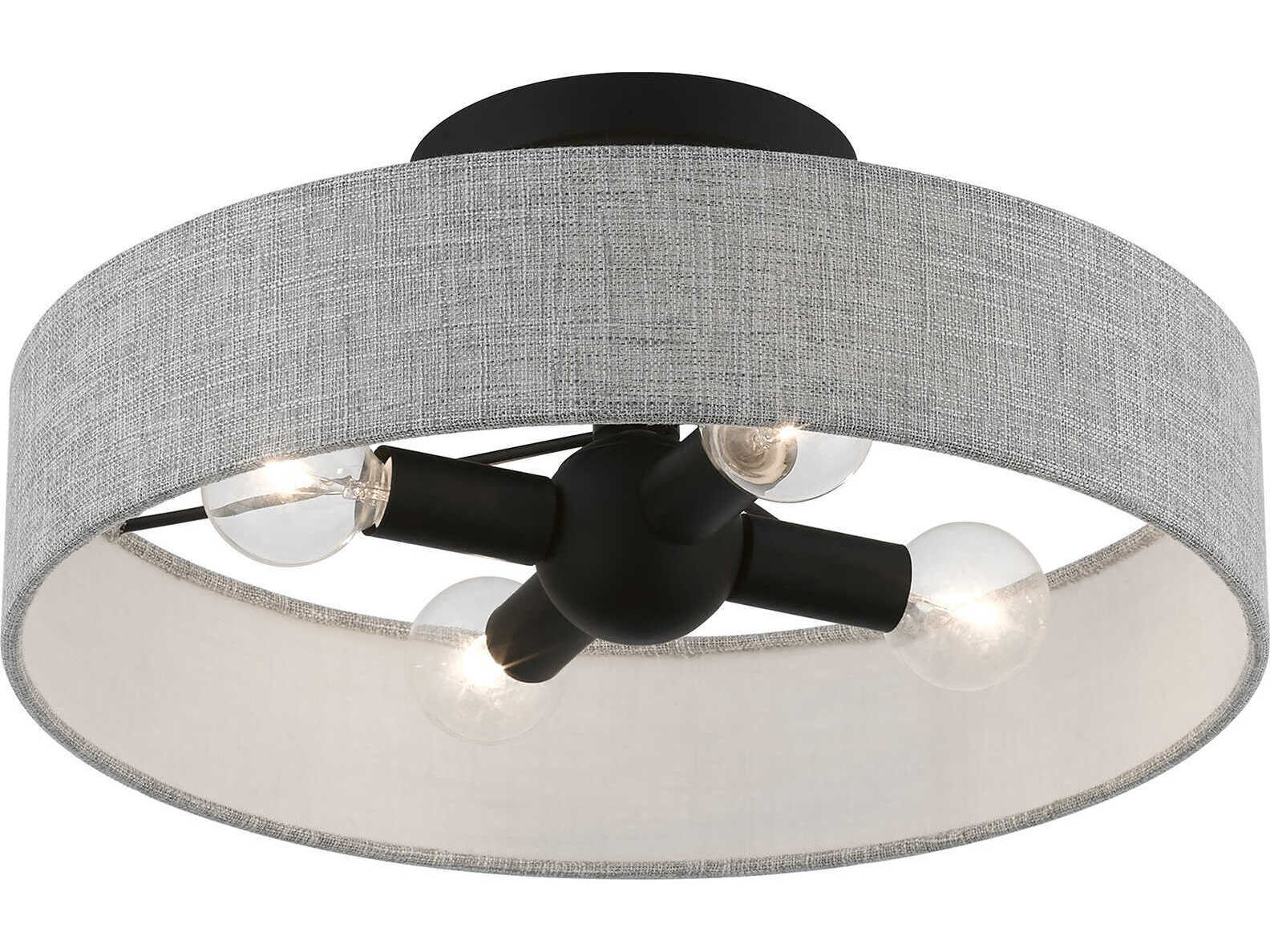 Livex Lighting Elmhurst 4-Light Black Drum Semi Flush Mount
