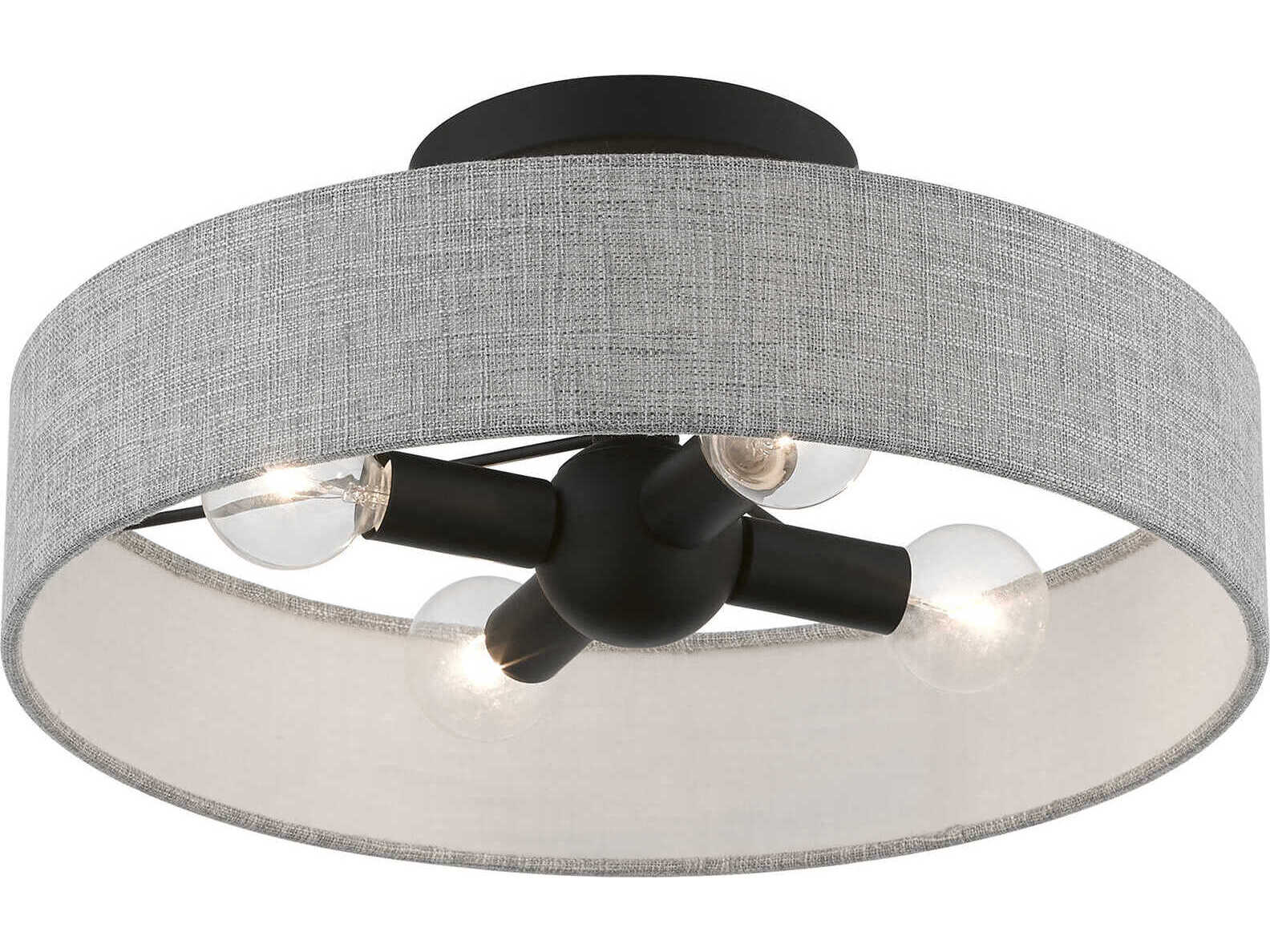 Livex Lighting Elmhurst 4-Light Black Drum Semi Flush Mount