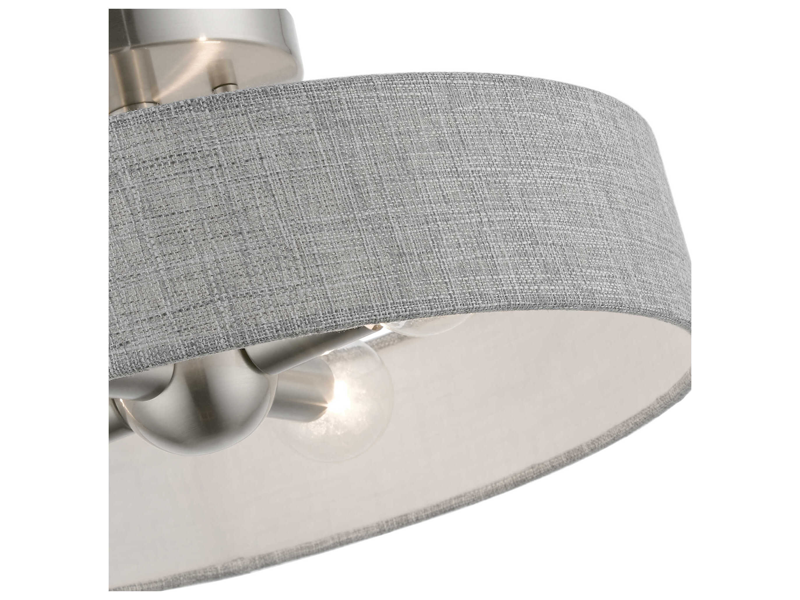 Livex Lighting Elmhurst 4-Light Brushed Nickel Shiny White Drum Semi Flush Mount