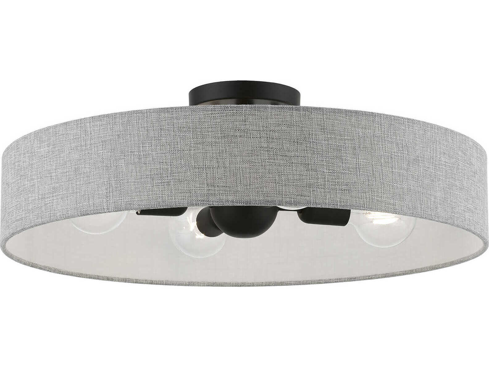 Livex Lighting Elmhurst 4-Light Black Drum Semi Flush Mount