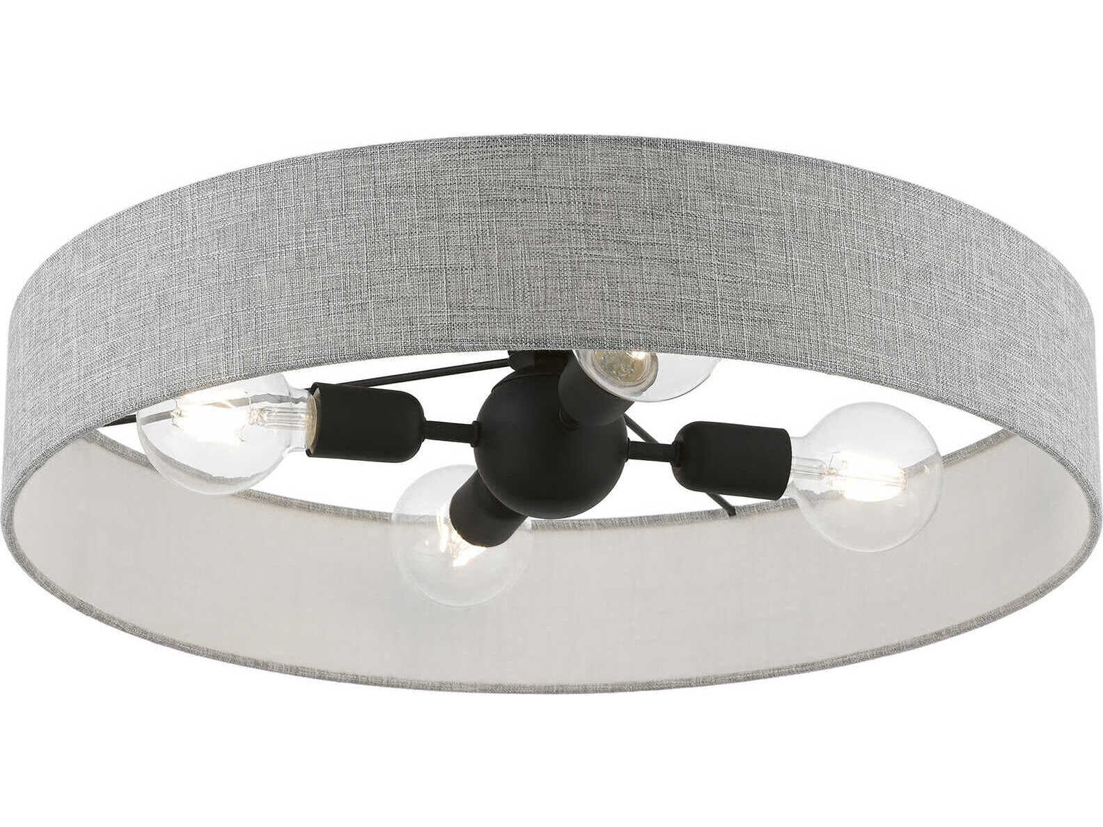 Livex Lighting Elmhurst 4-Light Black Drum Semi Flush Mount