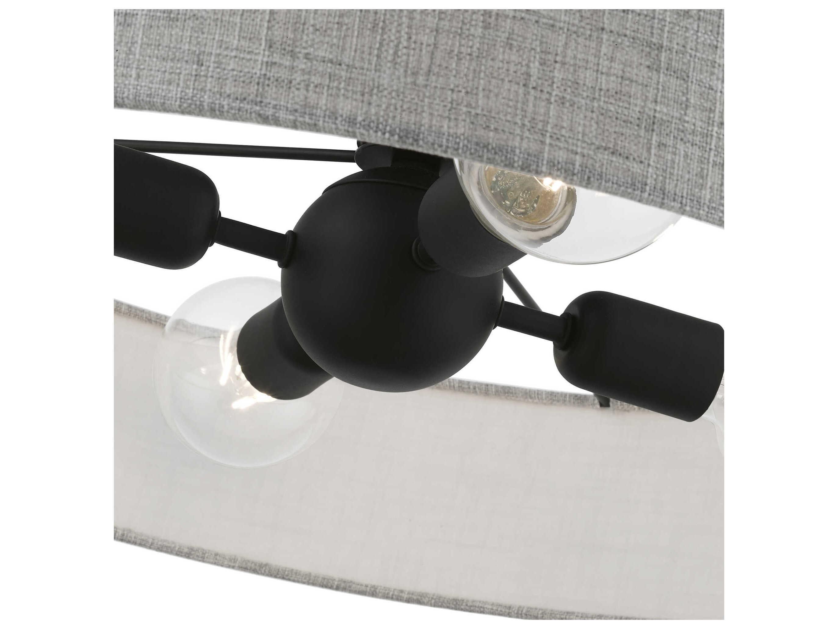 Livex Lighting Elmhurst 4-Light Black Drum Semi Flush Mount