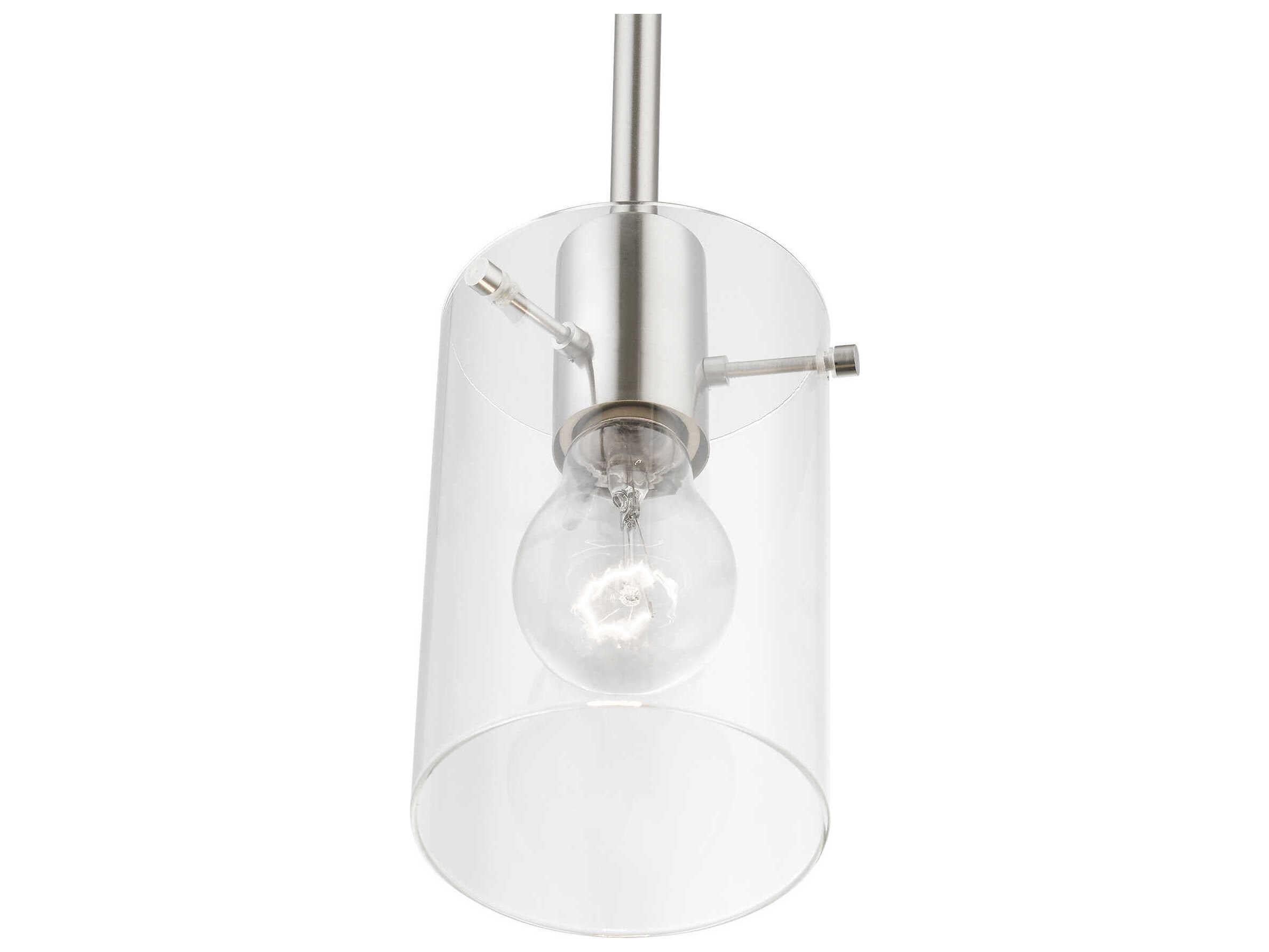 Livex Lighting Munich 1-Light Brushed Nickel Glass Cylinder Mini Pendant