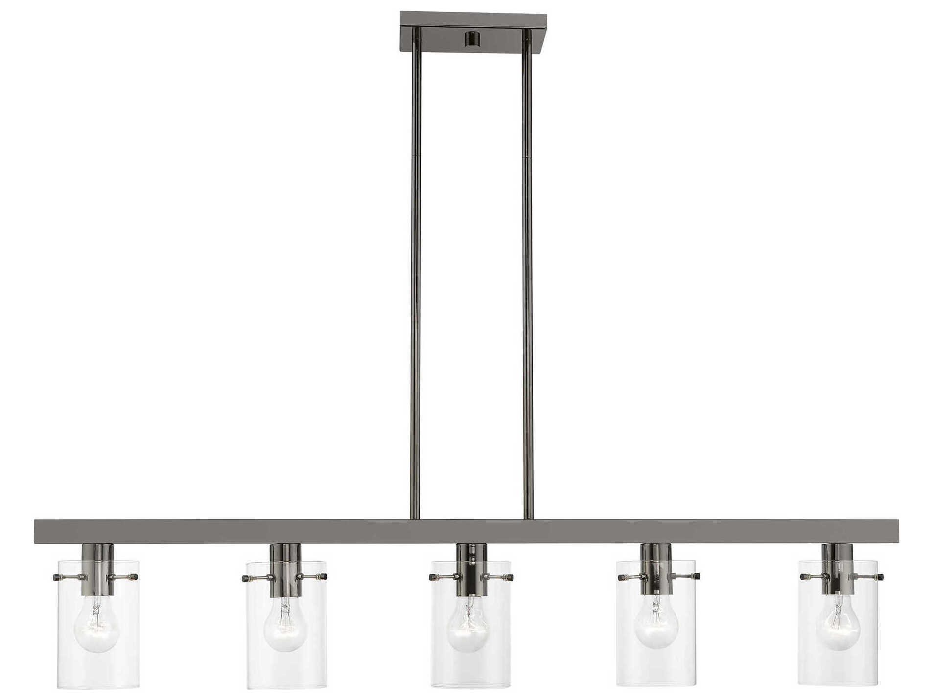 Livex Lighting Munich 5-Light Black Chrome Glass Cylinder Linear Island Pendant
