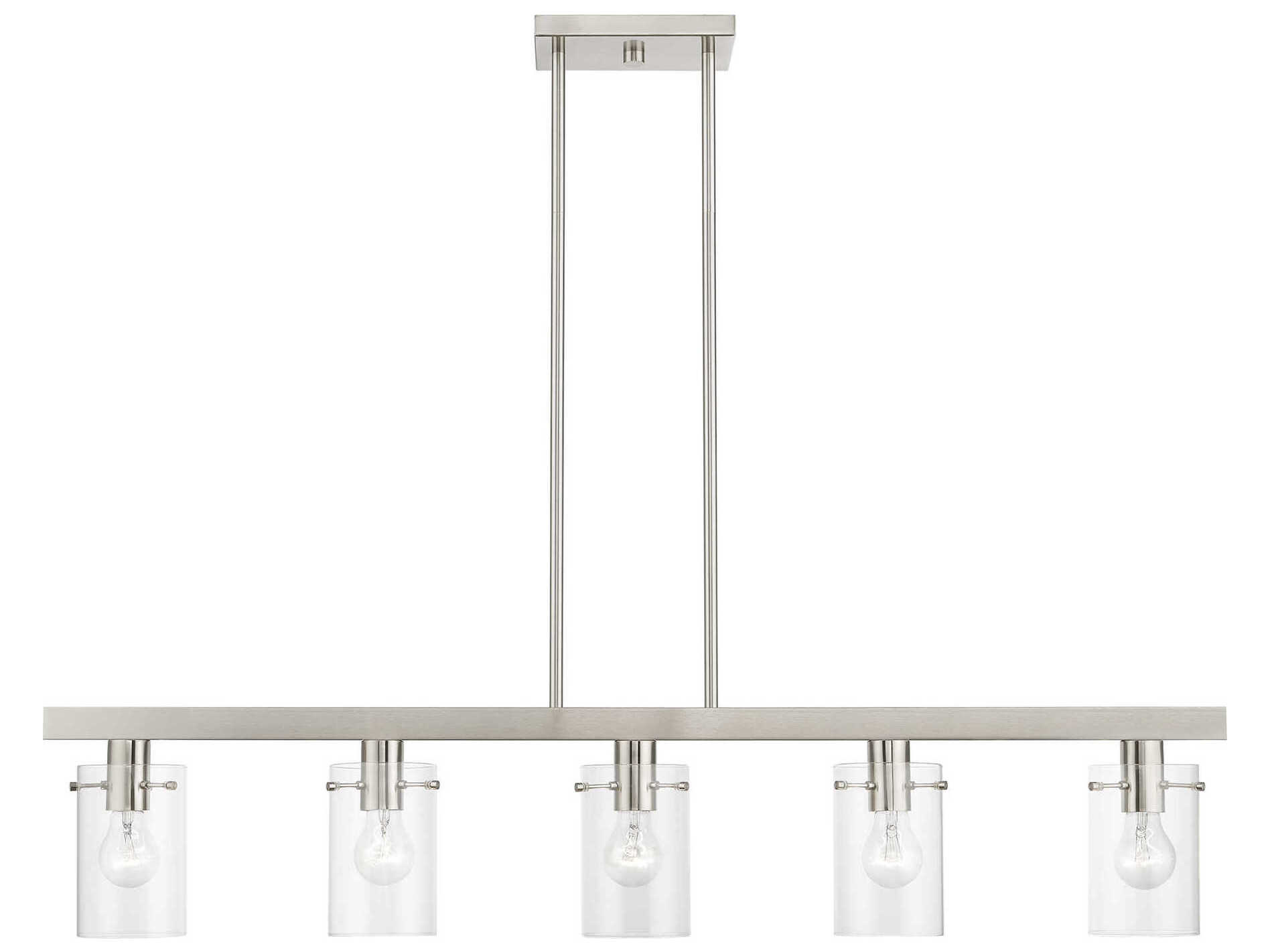 Livex Lighting Munich 5-Light Brushed Nickel Glass Cylinder Linear Island Pendant