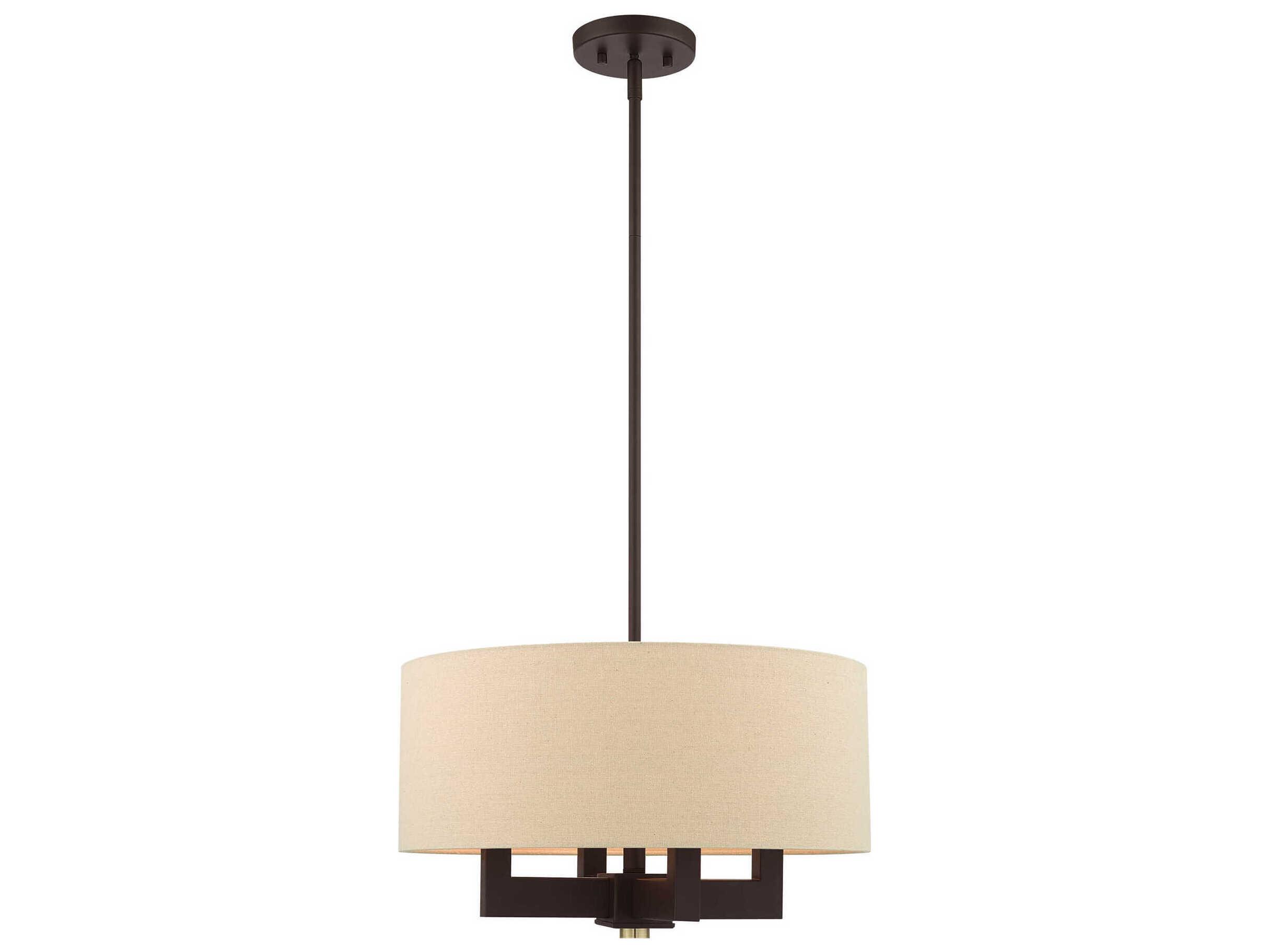 Livex Lighting Cresthaven 4-Light Bronze Antique Brass Drum Chandelier
