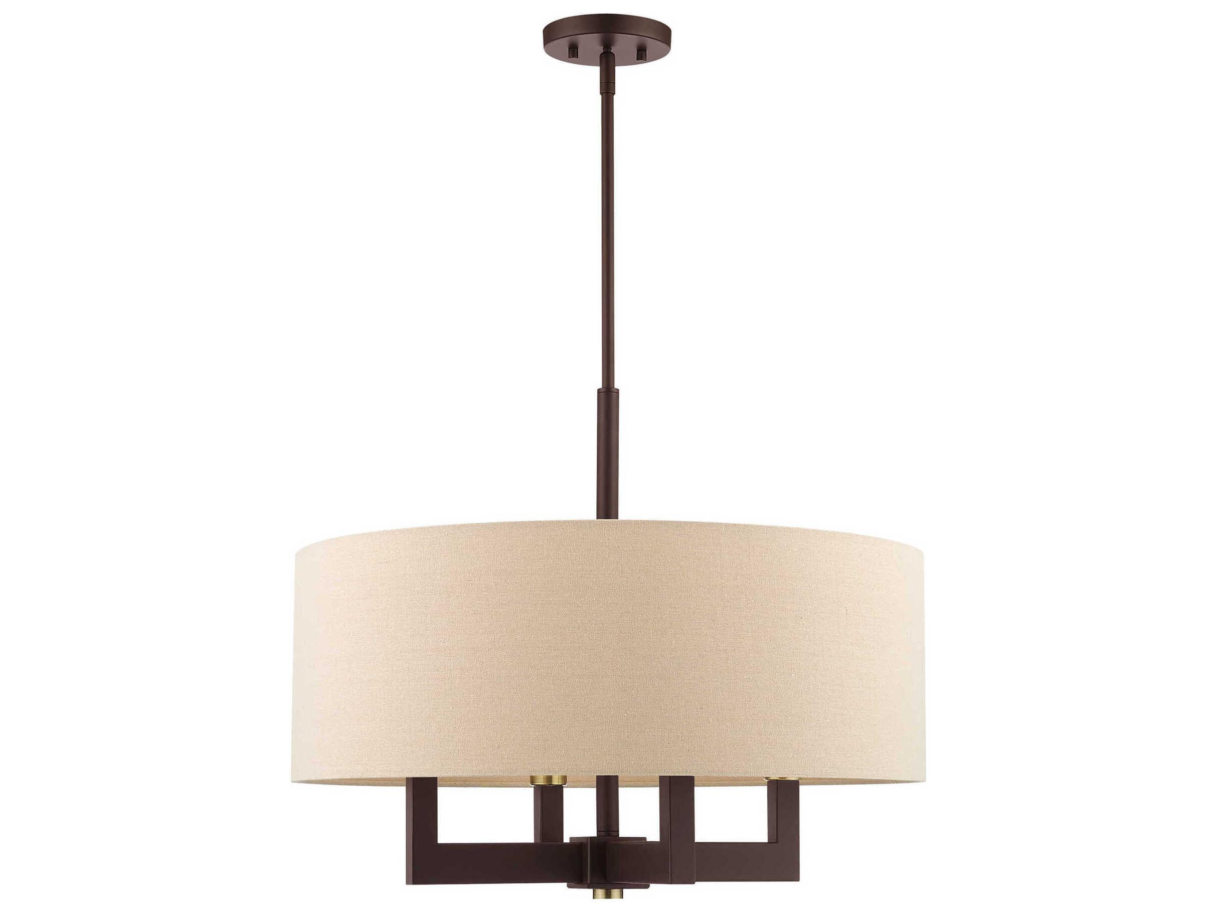 Livex Lighting Cresthaven 4-Light Bronze Antique Brass Drum Chandelier
