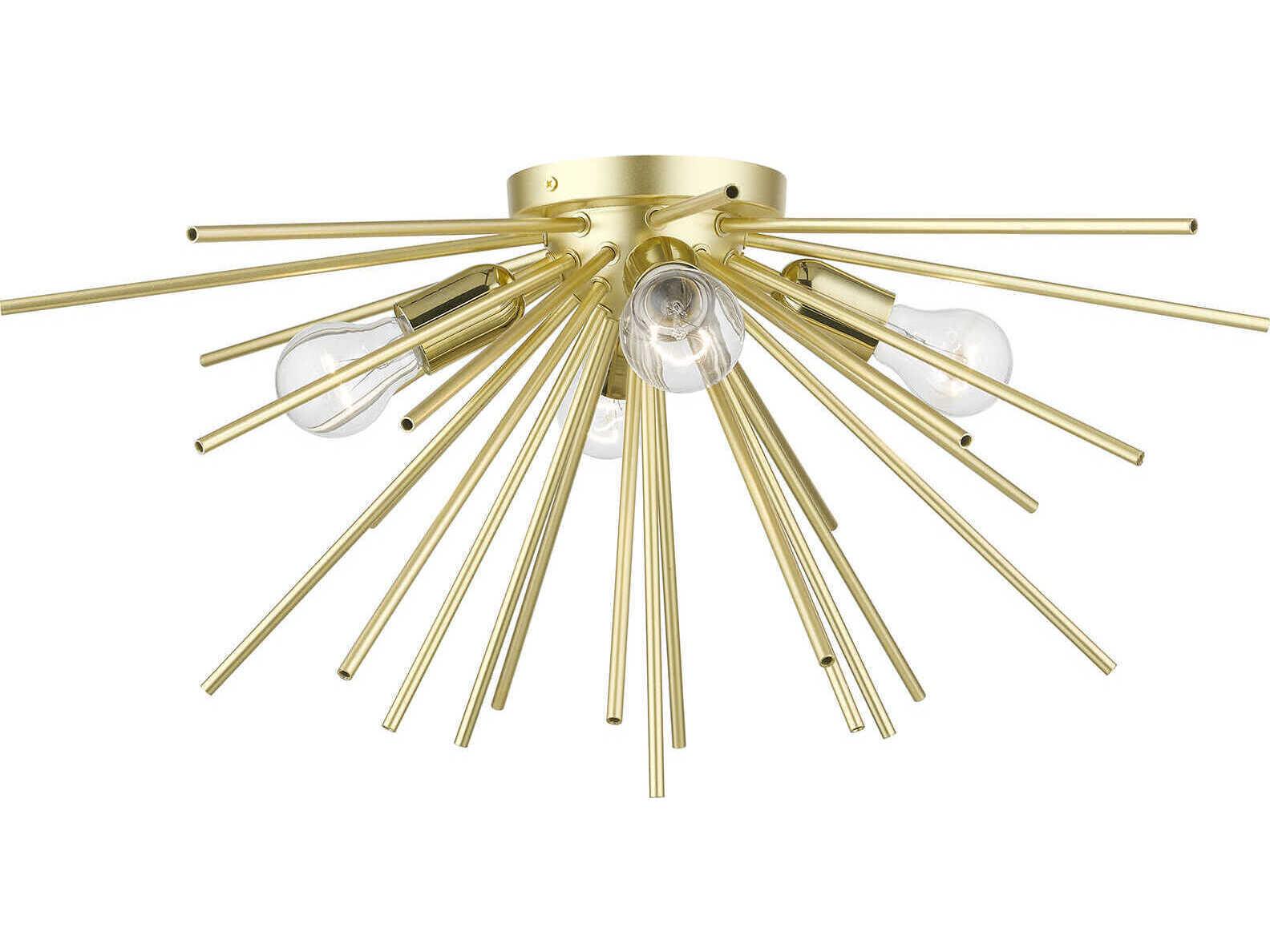 Livex Lighting Tribeca 4-Light Soft Gold Polished Brass Sputnik Flush Mount