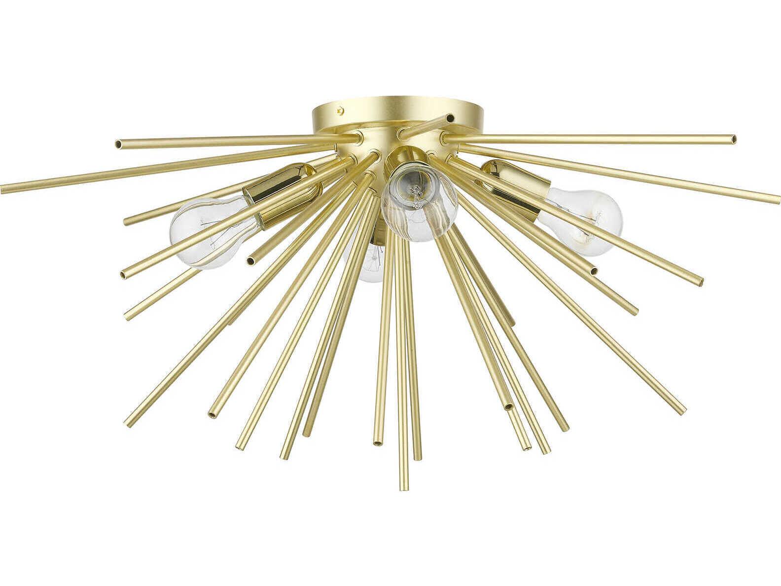 Livex Lighting Tribeca 4-Light Soft Gold Polished Brass Sputnik Flush Mount