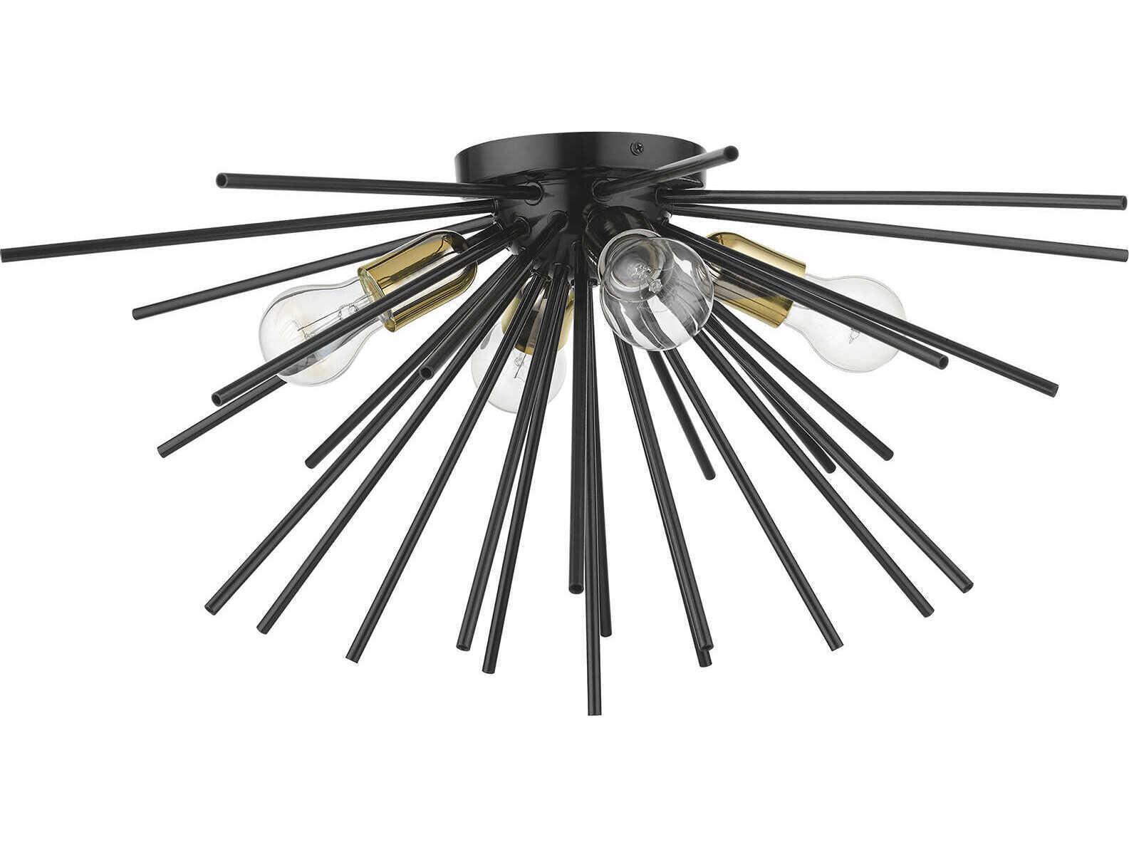 Livex Lighting Tribeca 4-Light Shiny Black Polished Brass Sputnik Flush Mount