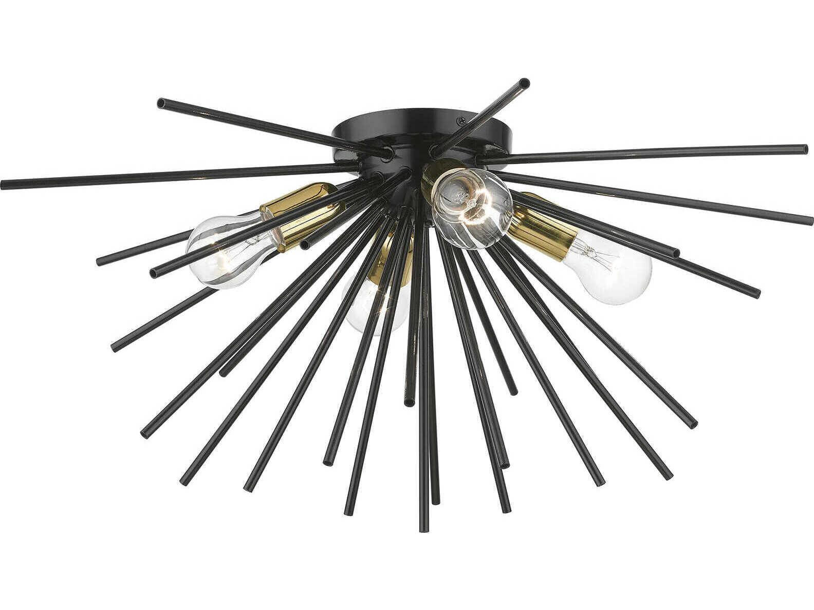Livex Lighting Tribeca 4-Light Shiny Black Polished Brass Sputnik Flush Mount