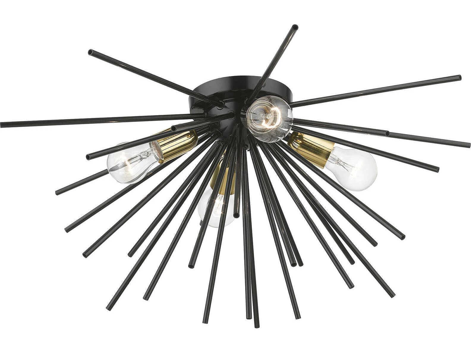 Livex Lighting Tribeca 4-Light Shiny Black Polished Brass Sputnik Flush Mount