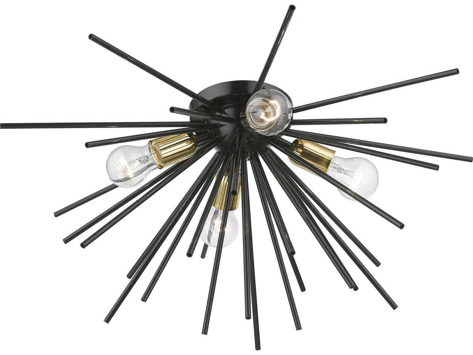 Livex Lighting Tribeca 4-Light Shiny Black Polished Brass Sputnik Flush Mount