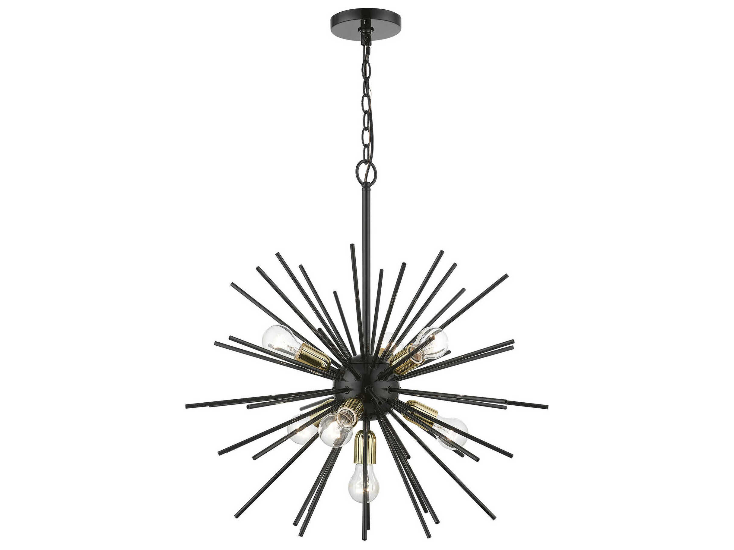 Livex Lighting Tribeca 7-Light Shiny Black Polished Brass Sputnik Pendant