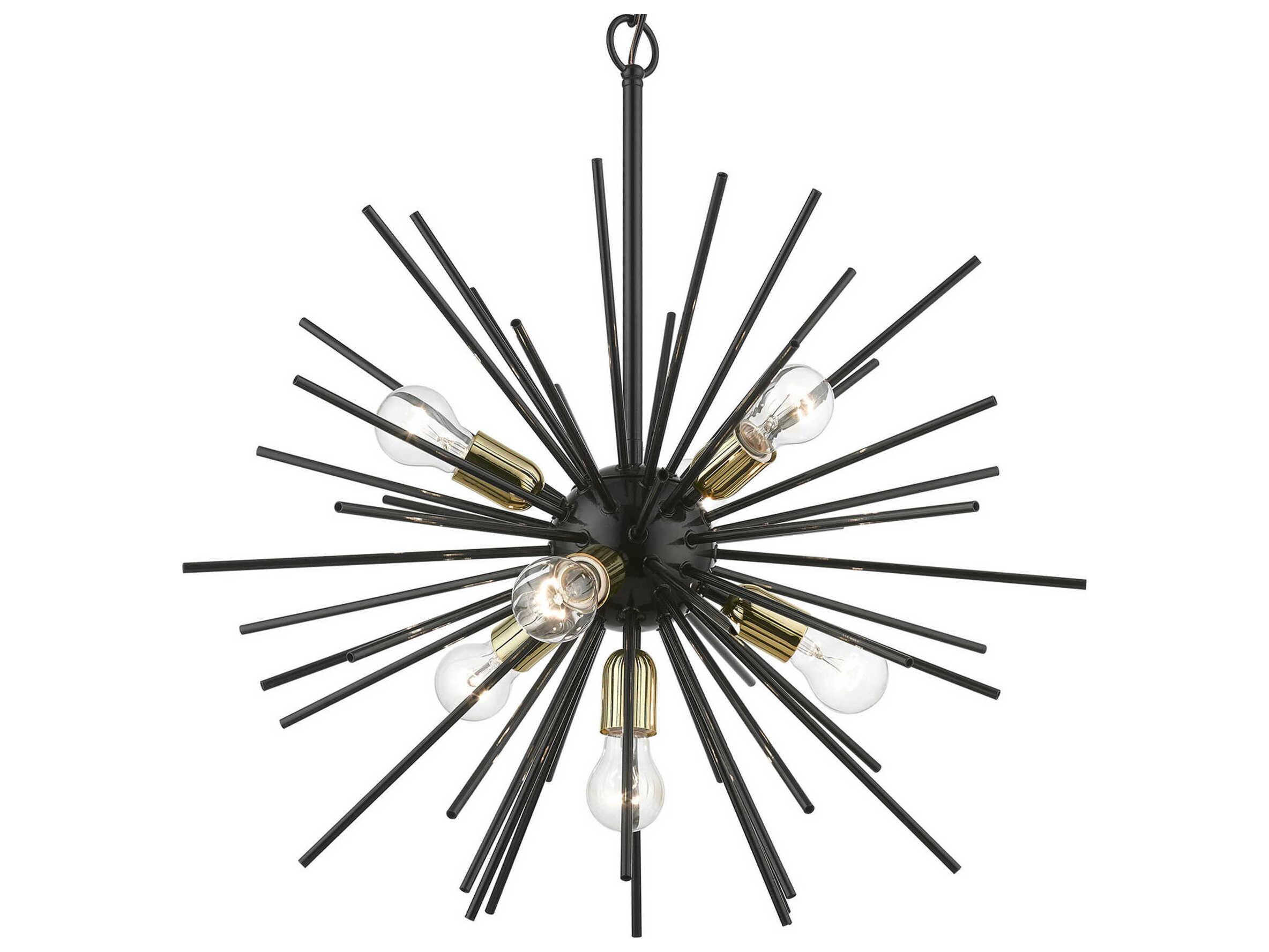 Livex Lighting Tribeca 7-Light Shiny Black Polished Brass Sputnik Pendant