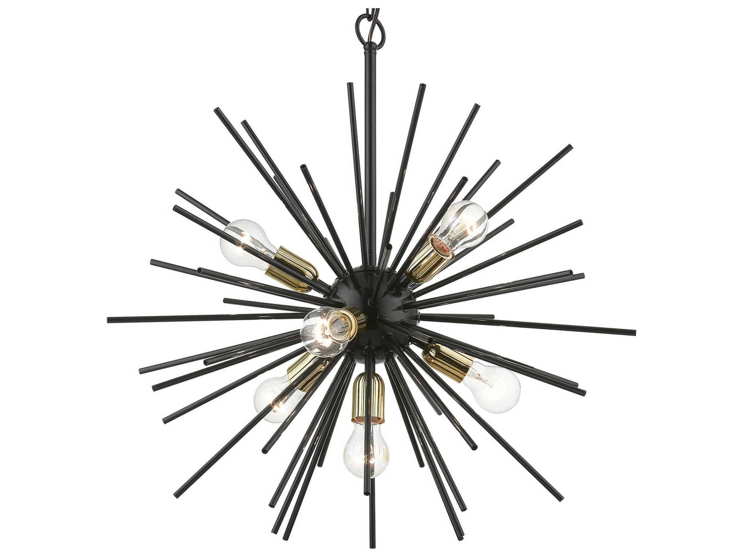 Livex Lighting Tribeca 7-Light Shiny Black Polished Brass Sputnik Pendant