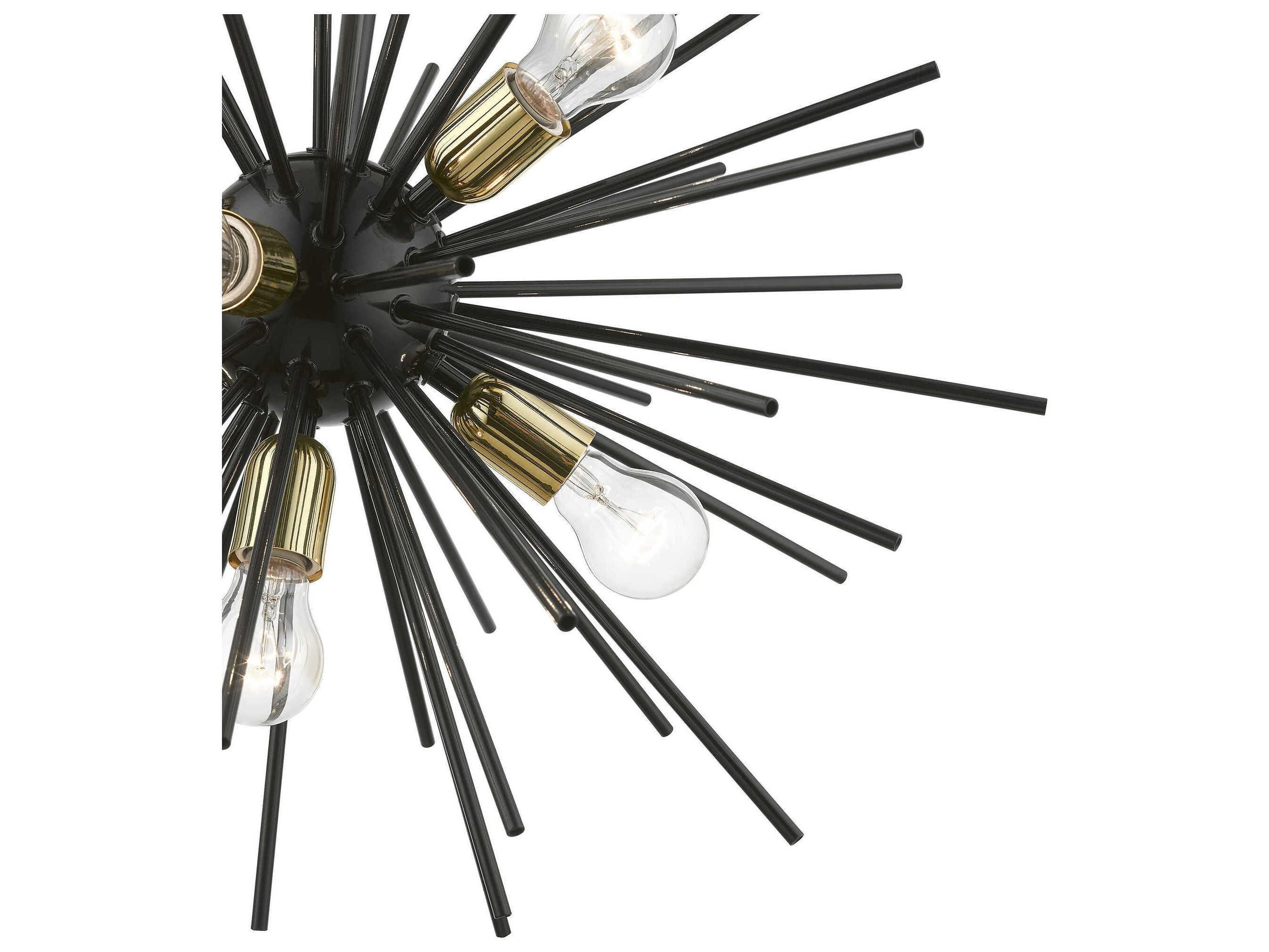Livex Lighting Tribeca 7-Light Shiny Black Polished Brass Sputnik Pendant