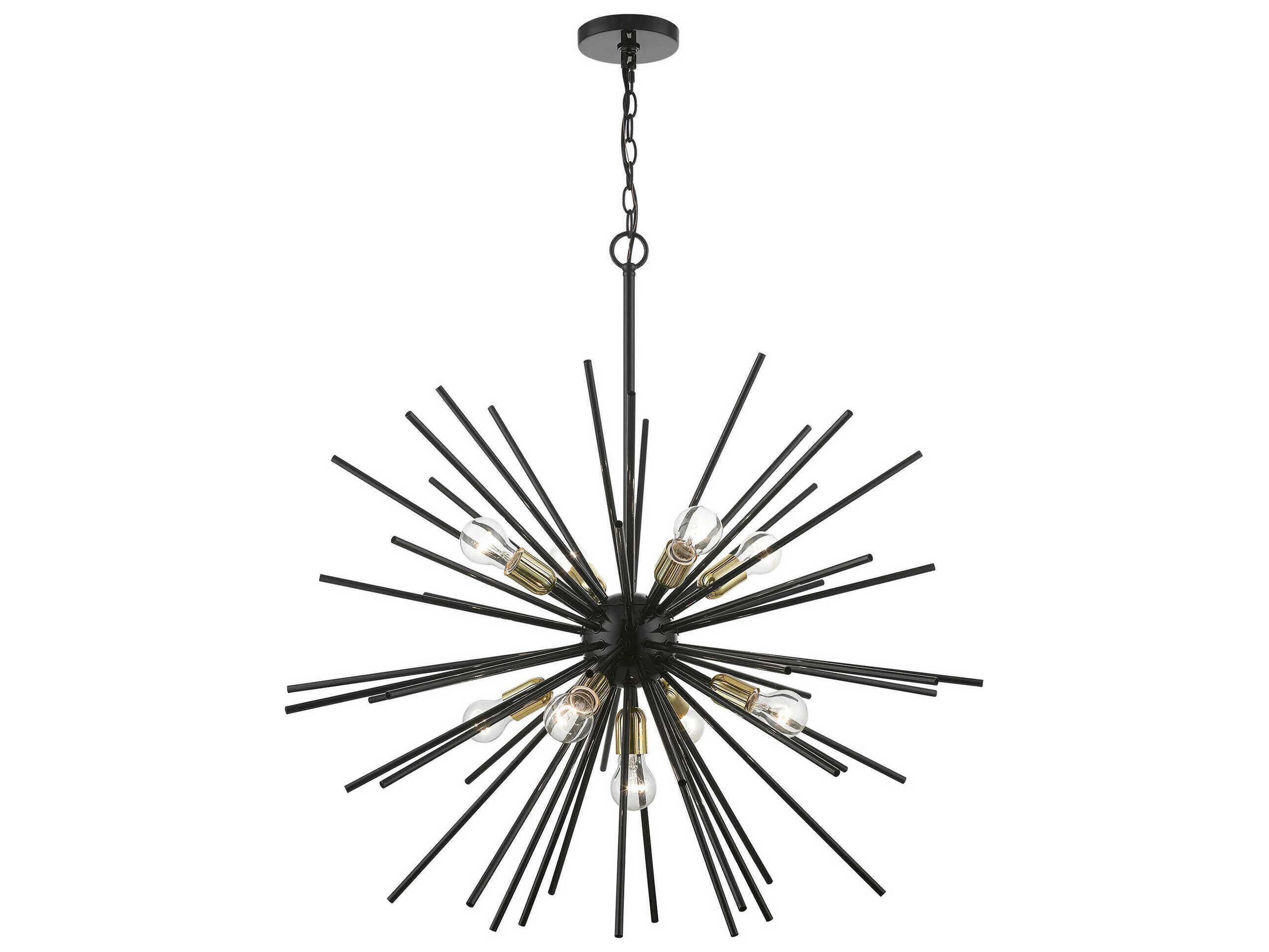 Livex Lighting Tribeca 9-Light Shiny Black Polished Brass Sputnik Pendant
