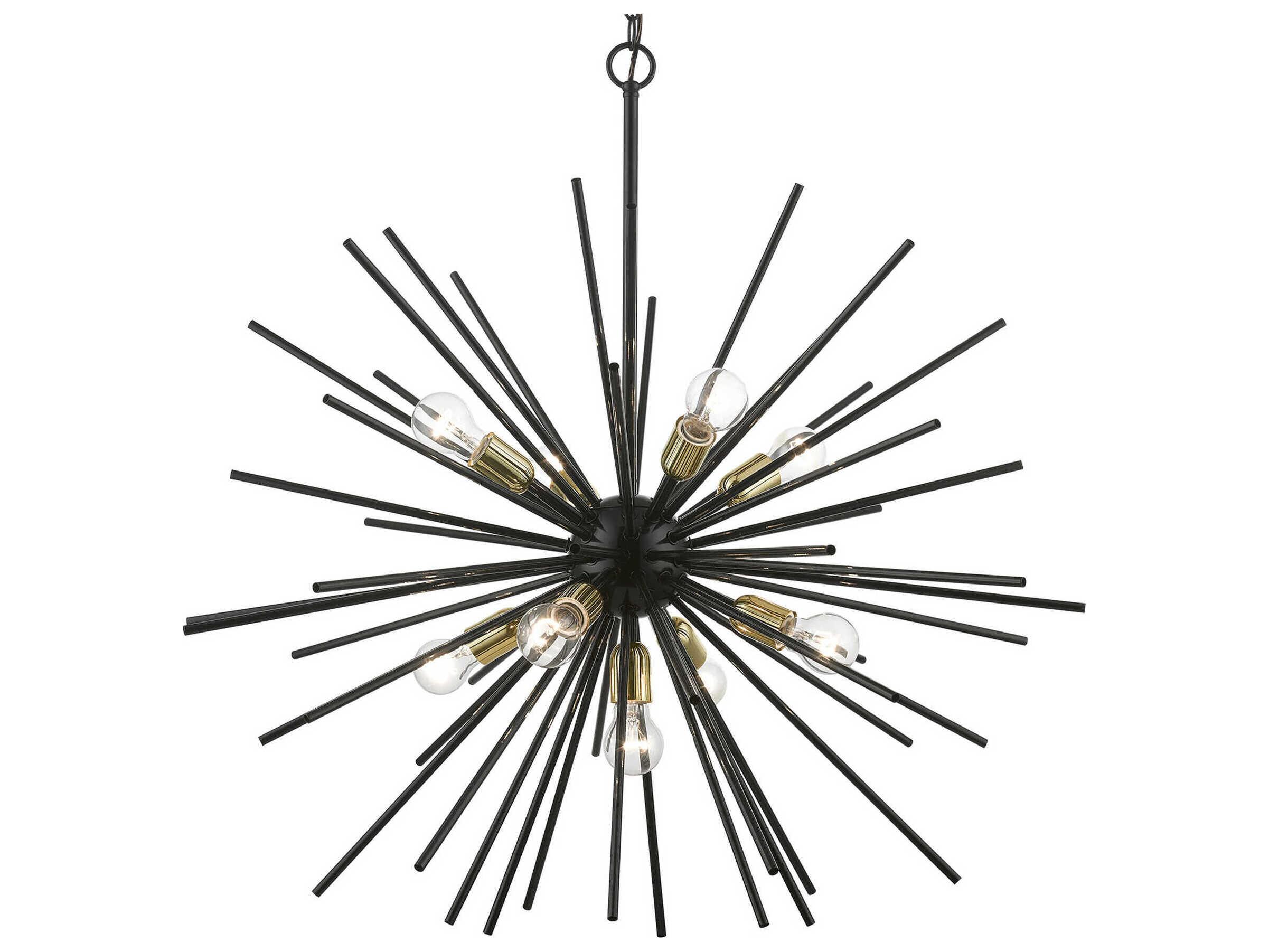 Livex Lighting Tribeca 9-Light Shiny Black Polished Brass Sputnik Pendant