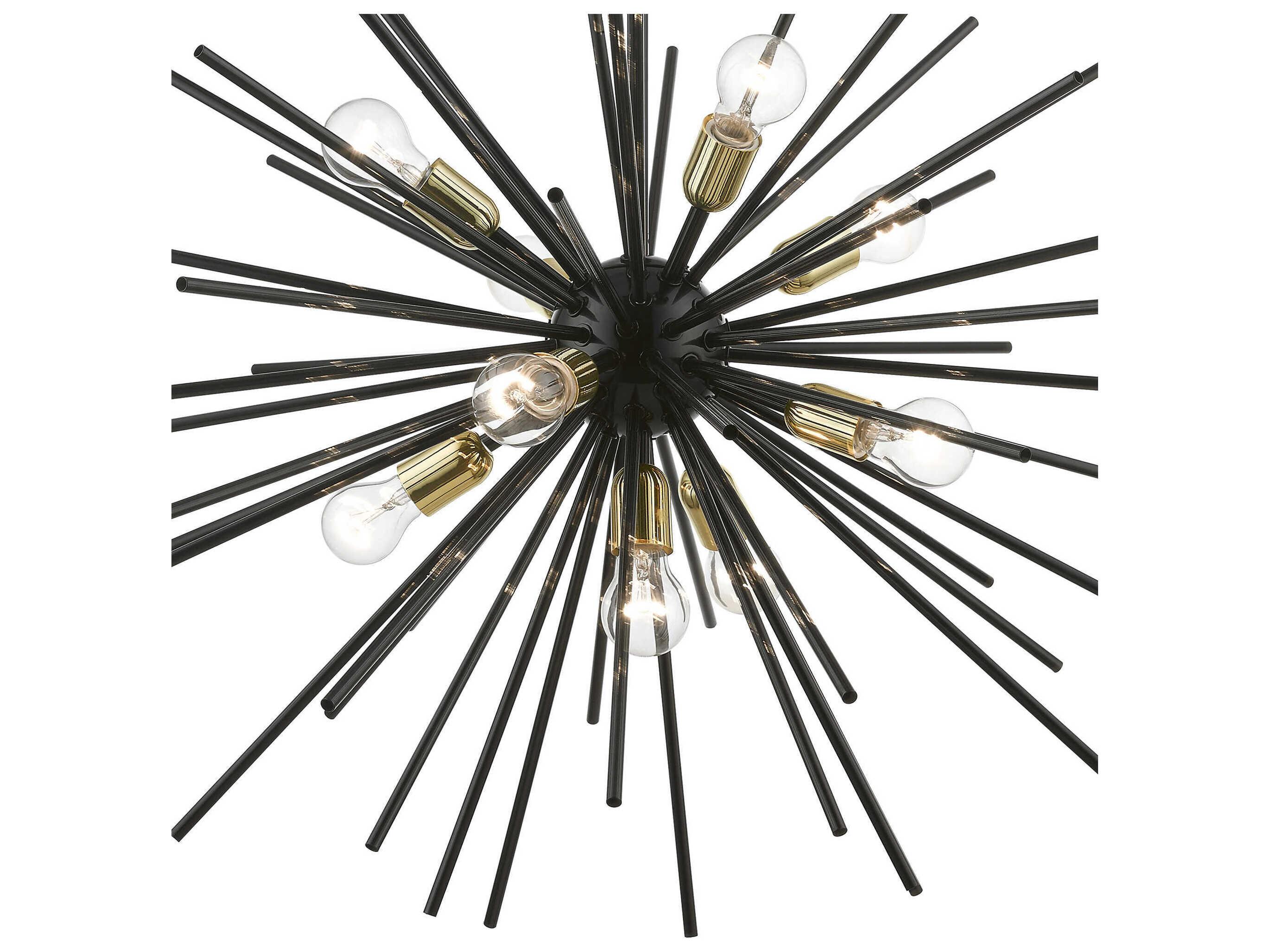Livex Lighting Tribeca 9-Light Shiny Black Polished Brass Sputnik Pendant