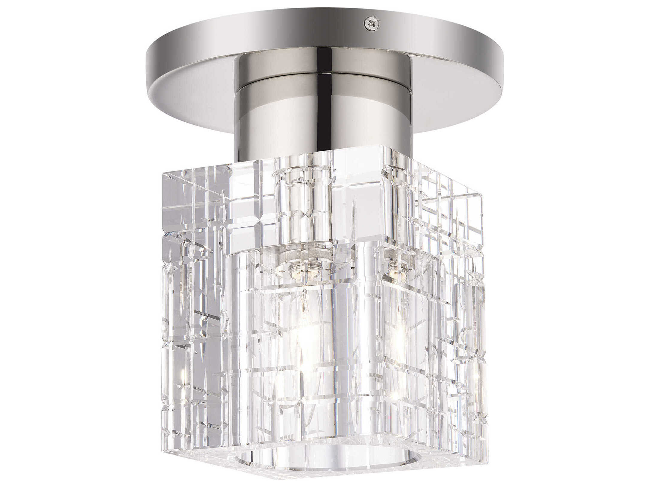 Livex Lighting Rotterdam 1-Light Polished Nickel Crystal Flush Mount