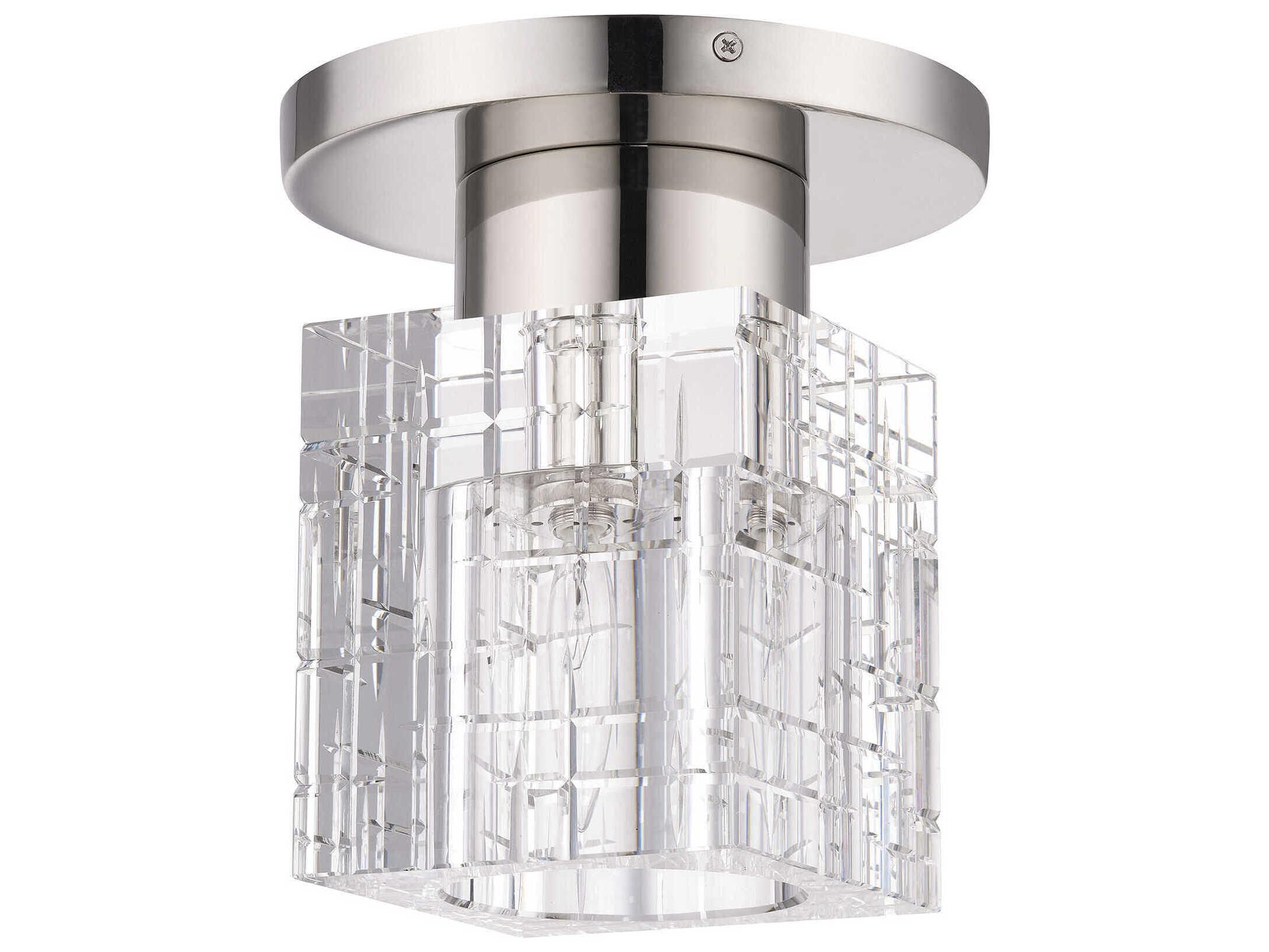 Livex Lighting Rotterdam 1-Light Polished Nickel Crystal Flush Mount