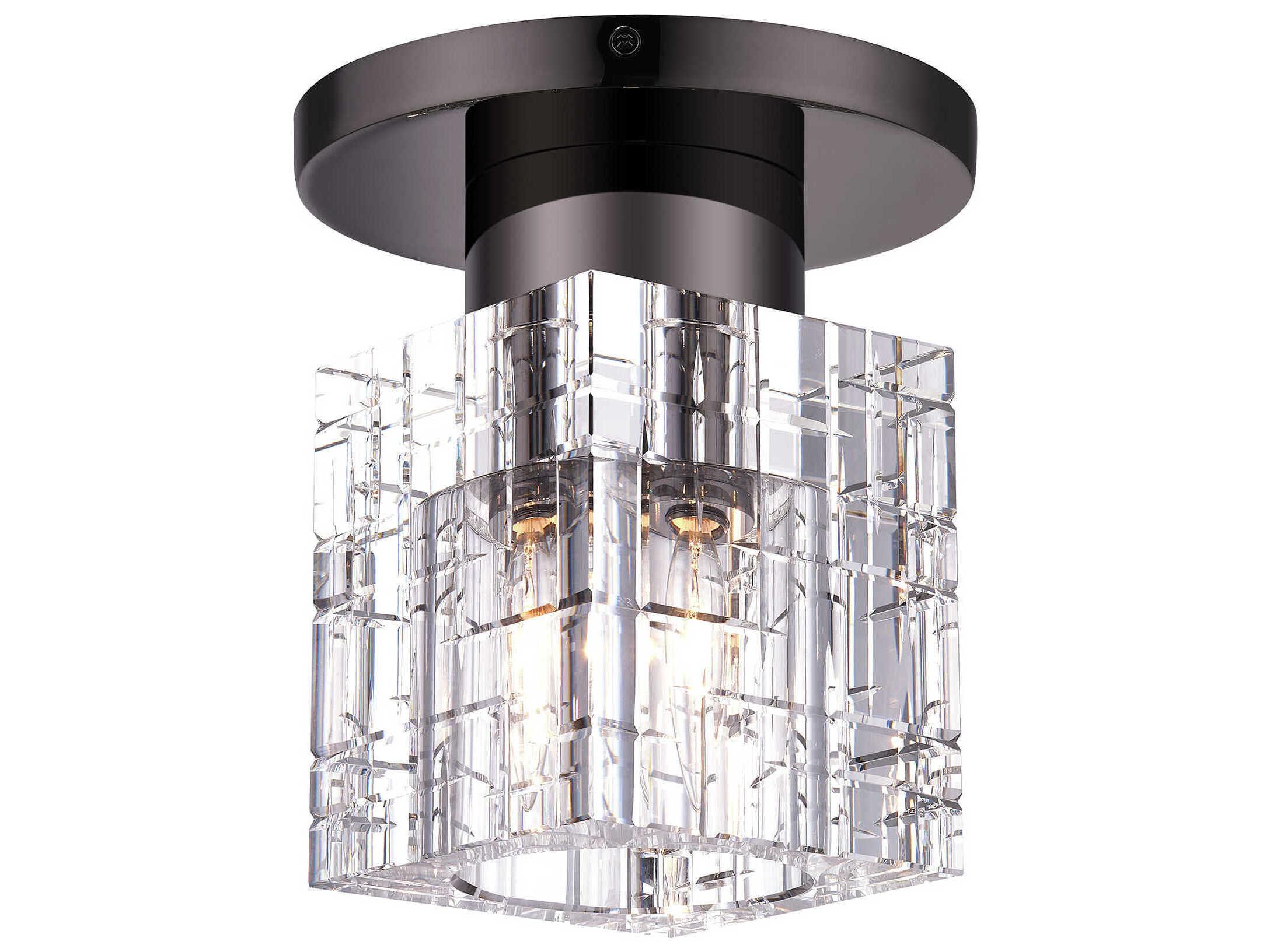 Livex Lighting Rotterdam 1-Light Black Chrome Crystal Flush Mount