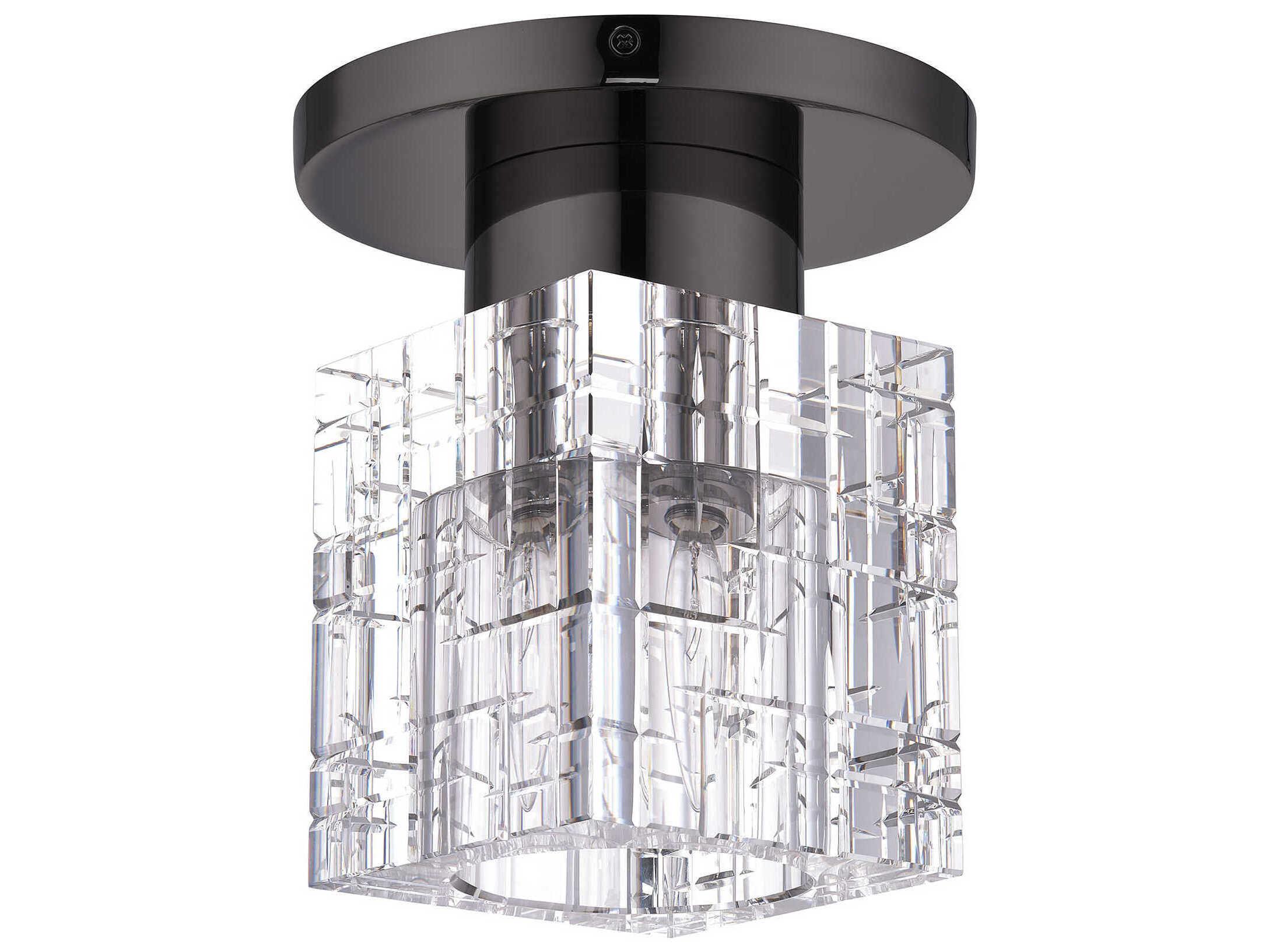 Livex Lighting Rotterdam 1-Light Black Chrome Crystal Flush Mount