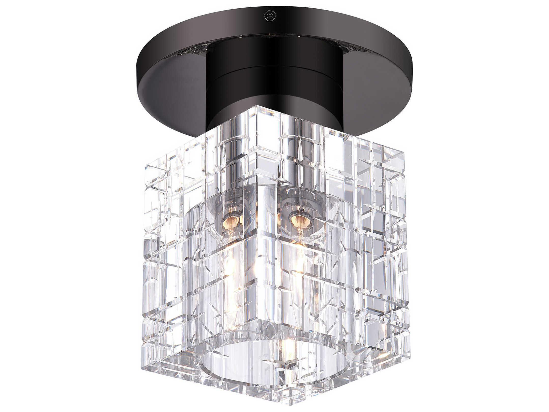 Livex Lighting Rotterdam 1-Light Black Chrome Crystal Flush Mount