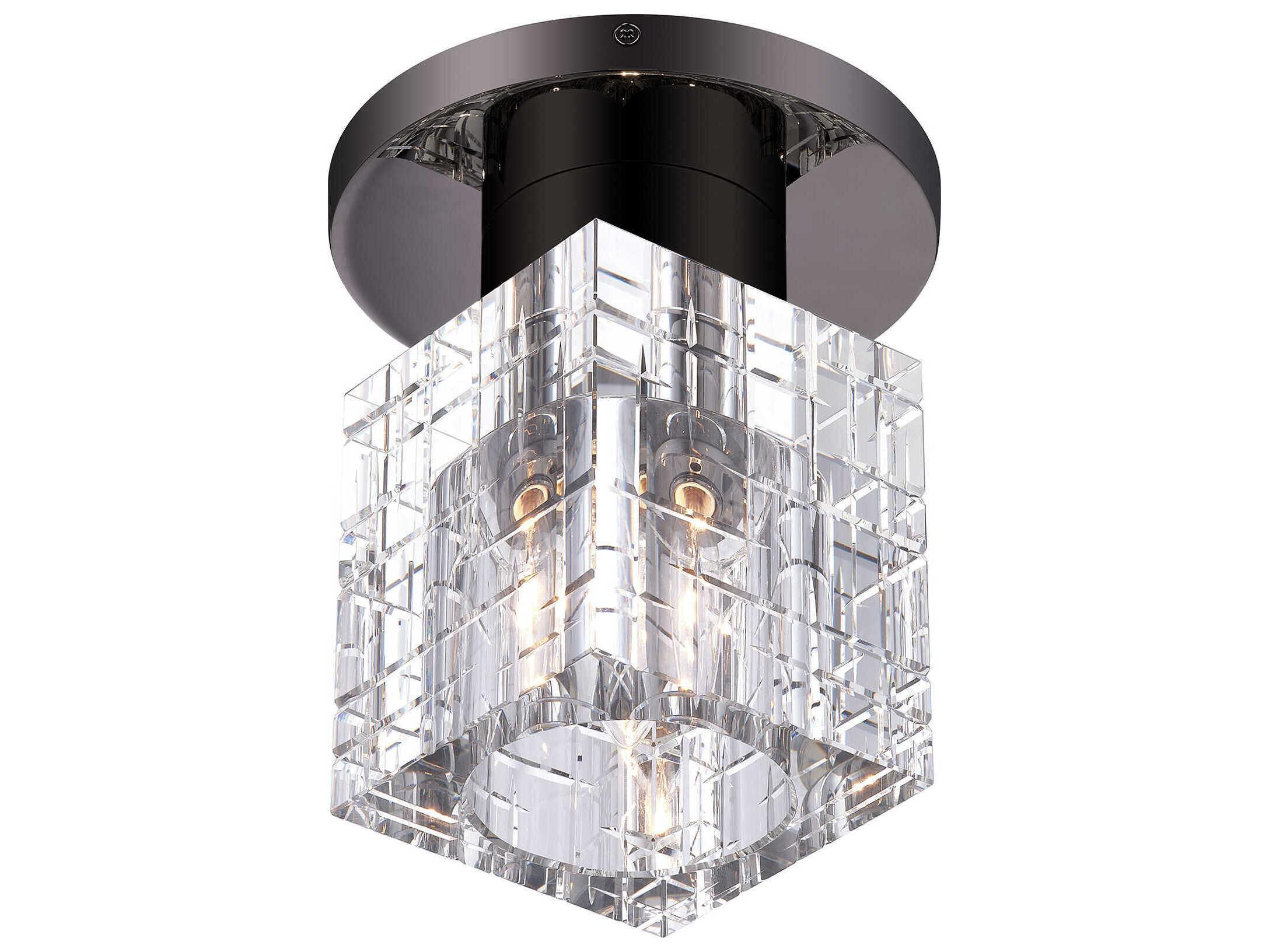 Livex Lighting Rotterdam 1-Light Black Chrome Crystal Flush Mount