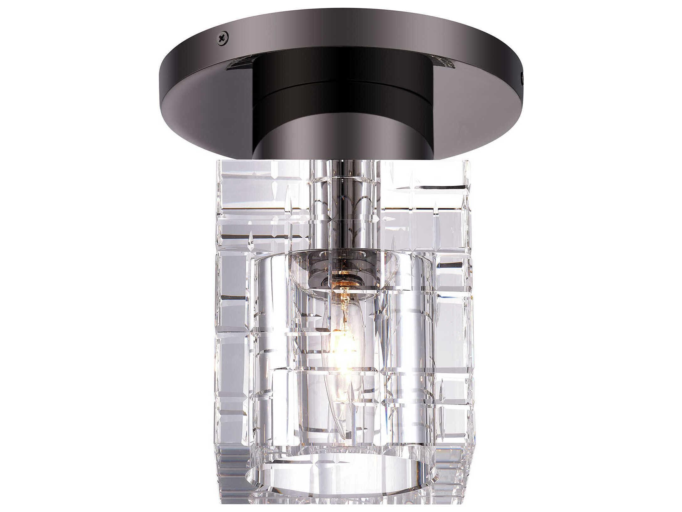 Livex Lighting Rotterdam 1-Light Black Chrome Crystal Flush Mount