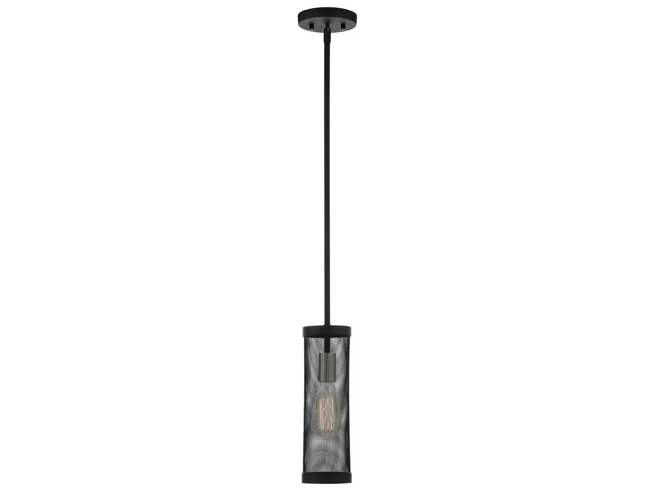 Livex Lighting Industro 1-Light Black Brushed Nickel Cylinder Mini Pendant