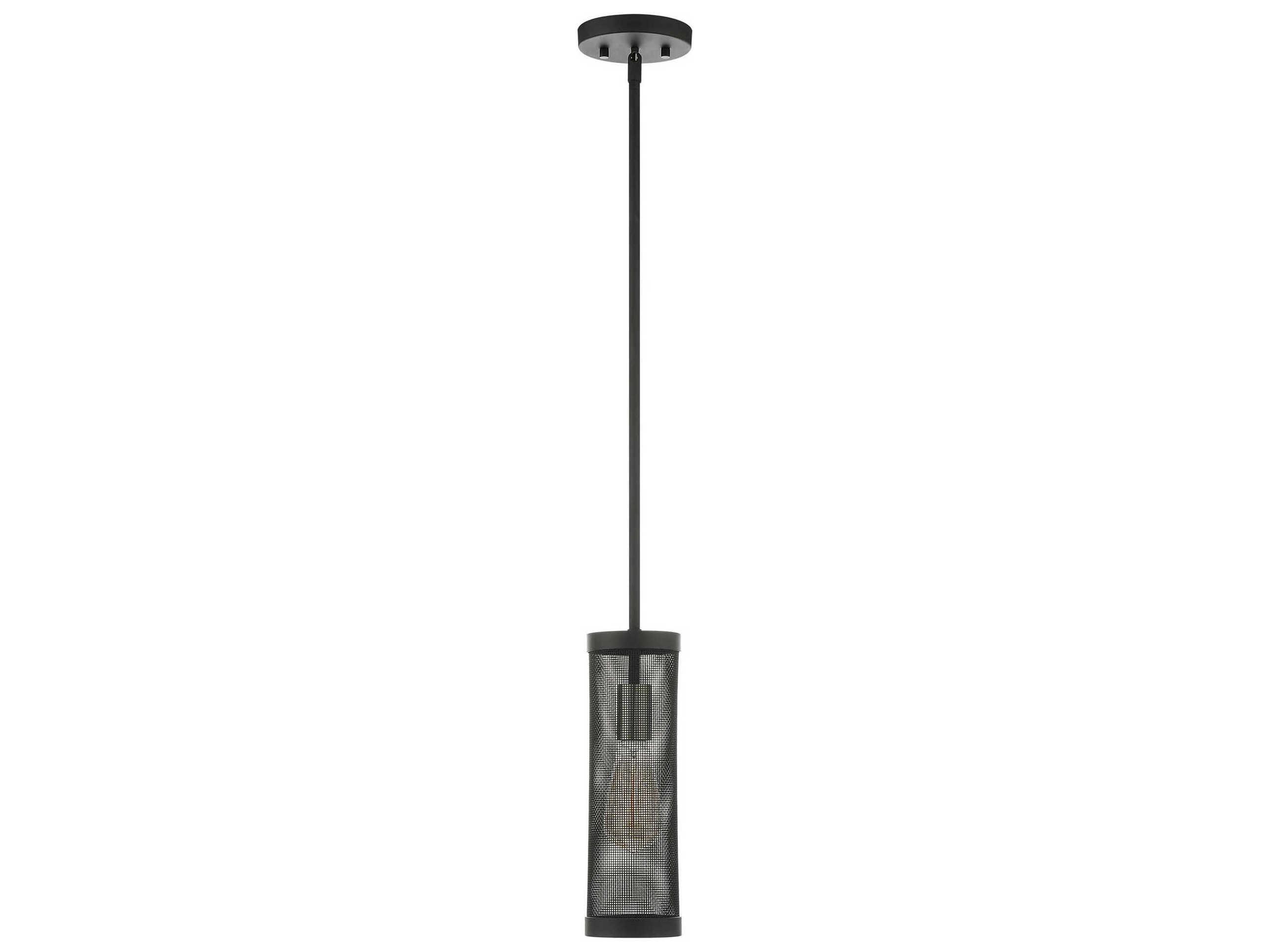 Livex Lighting Industro 1-Light Black Brushed Nickel Cylinder Mini Pendant