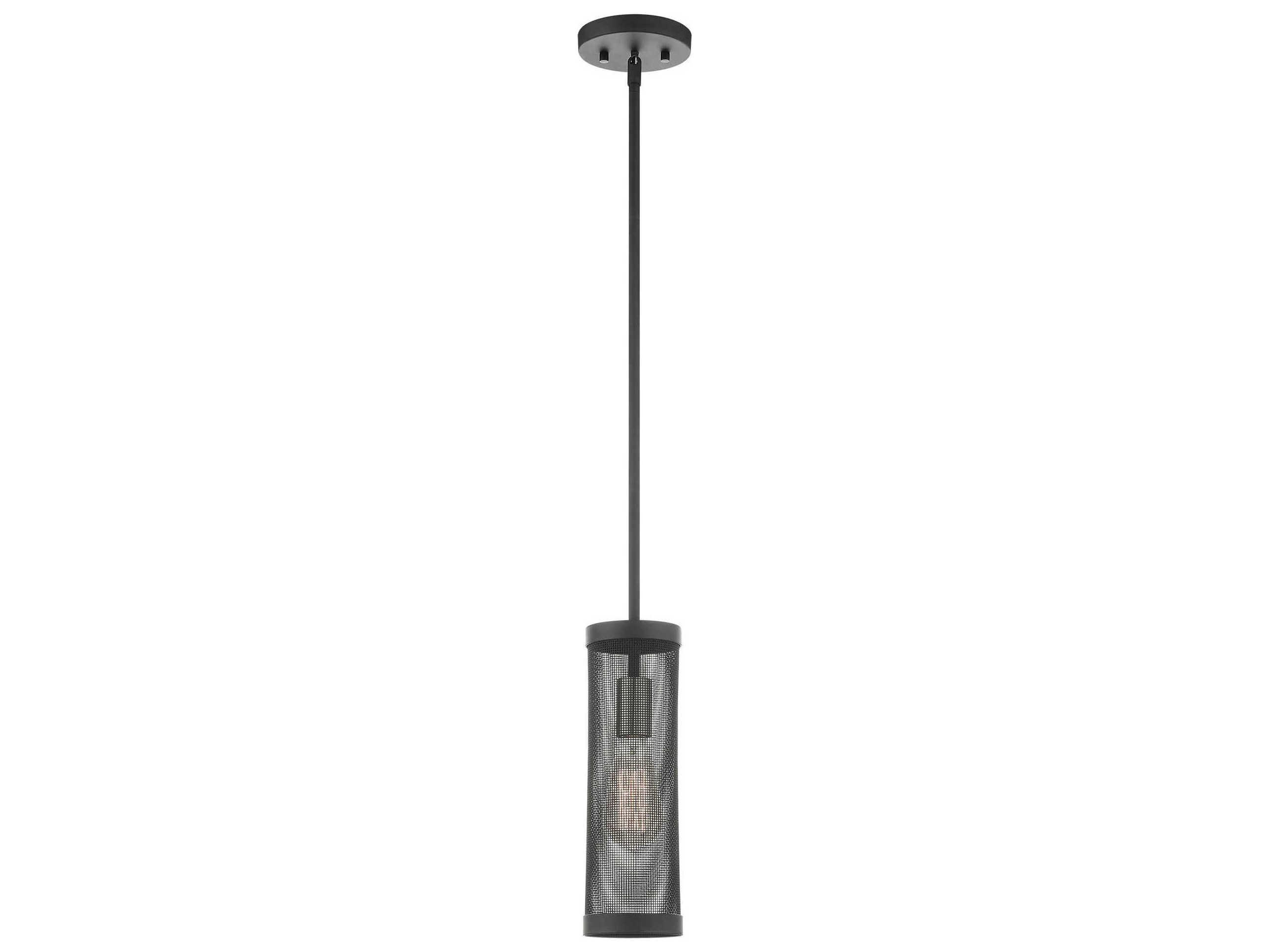 Livex Lighting Industro 1-Light Black Brushed Nickel Cylinder Mini Pendant