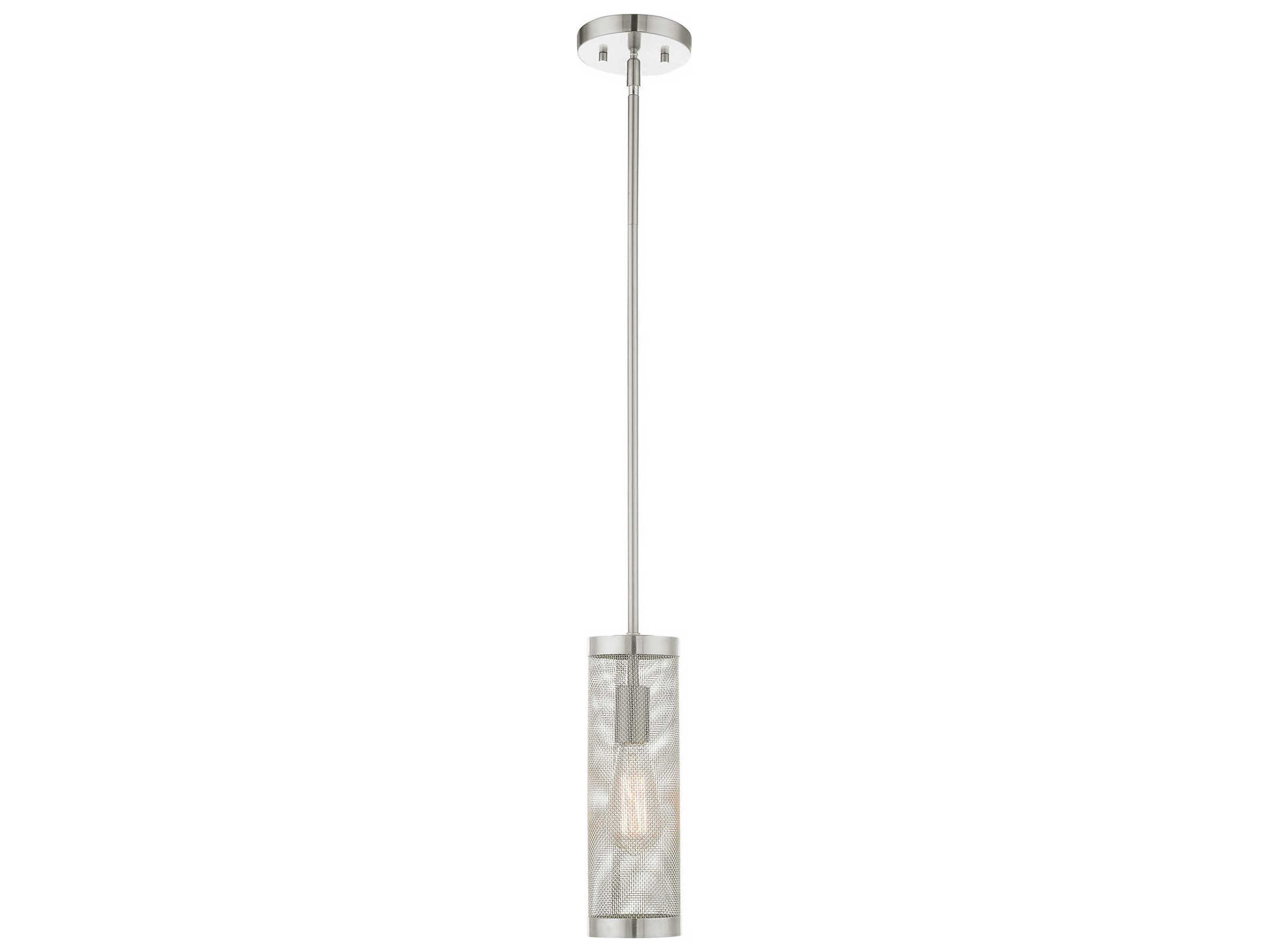 Livex Lighting Industro 1-Light Brushed Nickel Cylinder Mini Pendant