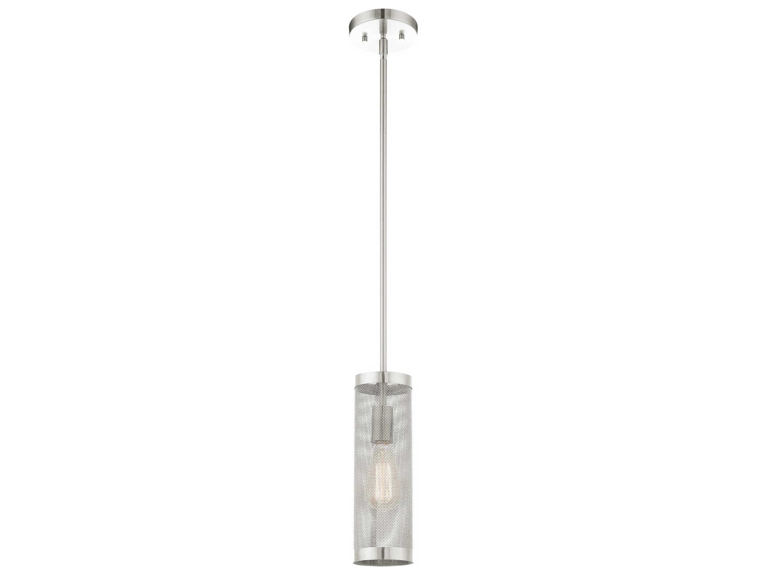 Livex Lighting Industro 1-Light Brushed Nickel Cylinder Mini Pendant