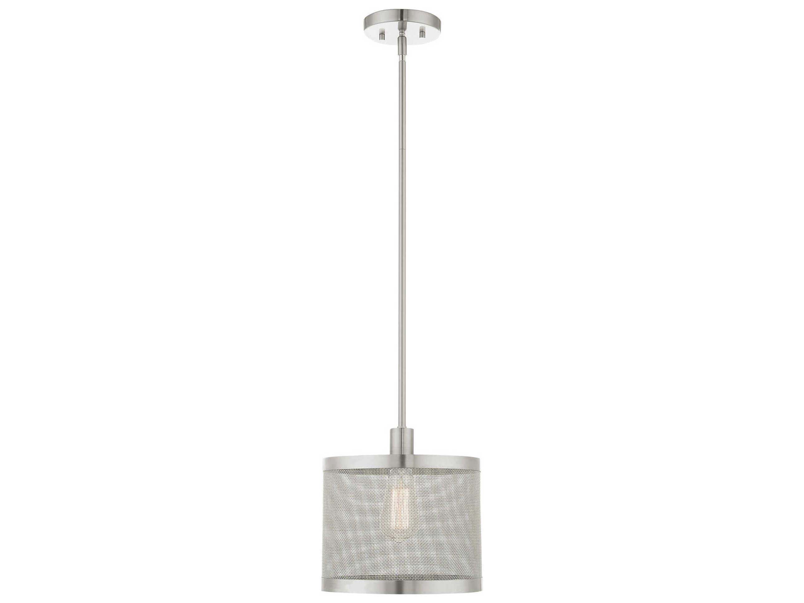 Livex Lighting Industro 1-Light Brushed Nickel Drum Mini Pendant