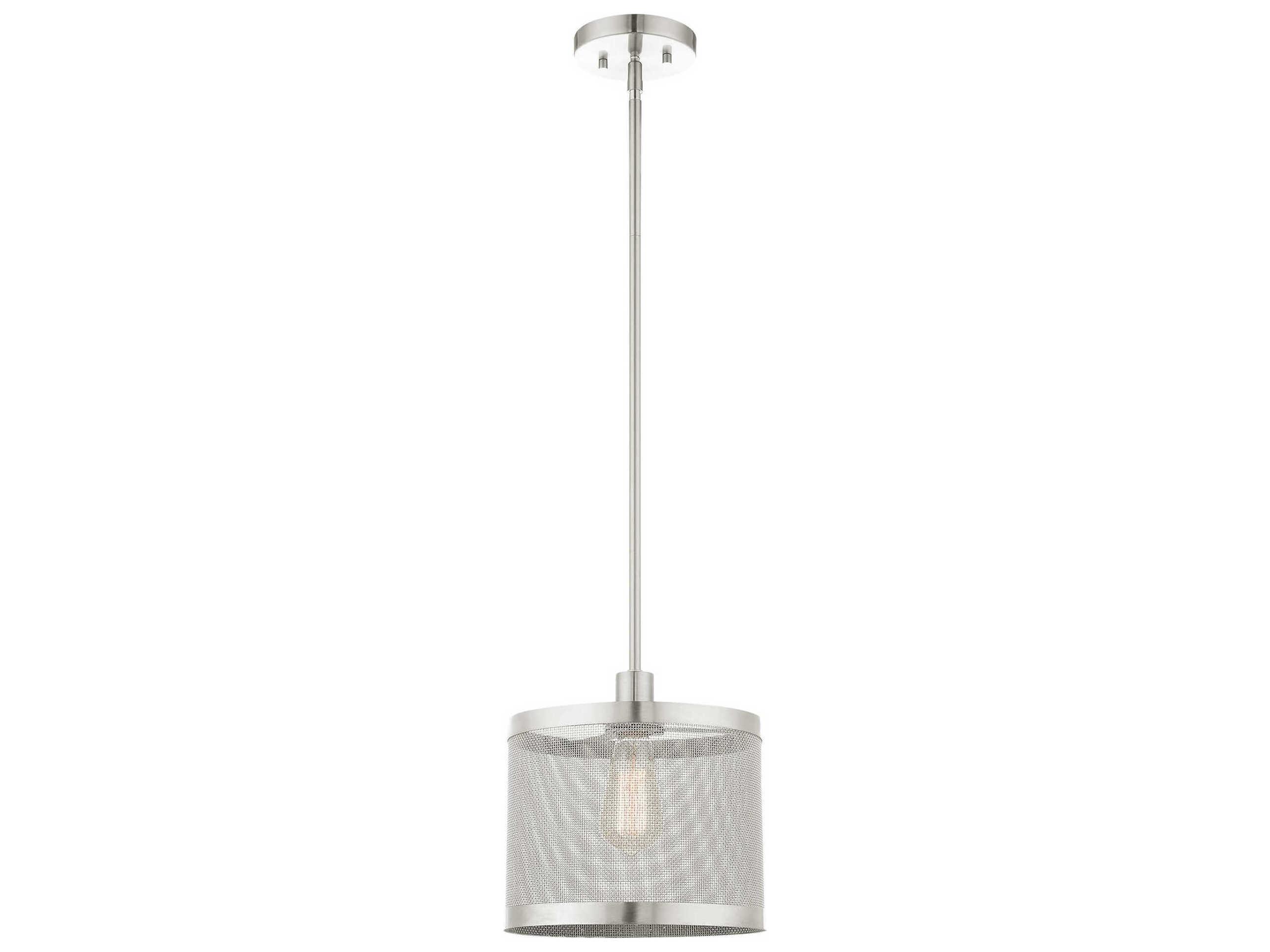 Livex Lighting Industro 1-Light Brushed Nickel Drum Mini Pendant
