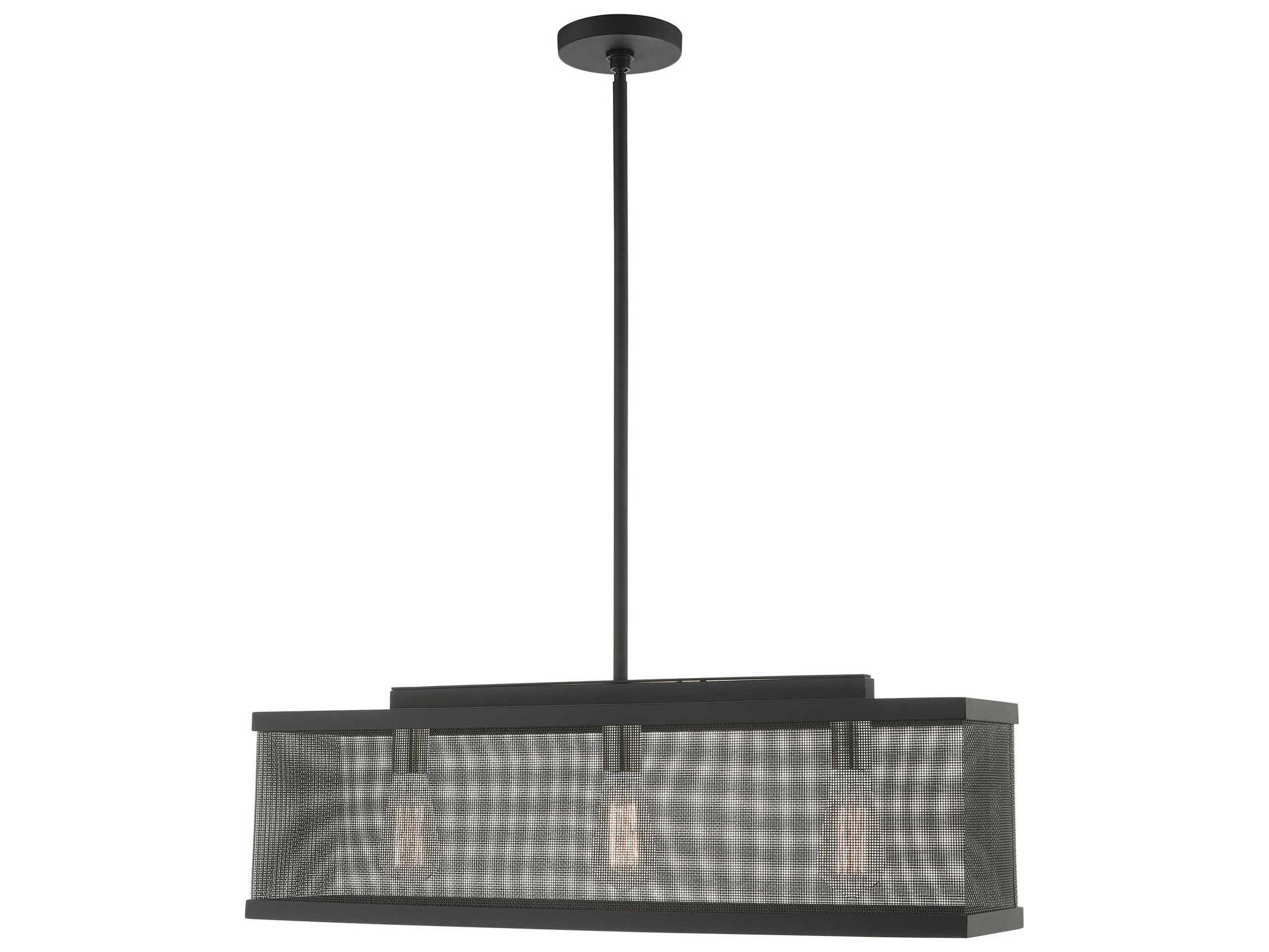 Livex Lighting Industro 3-Light Black Brushed Nickel Geometric Linear Island Pendant