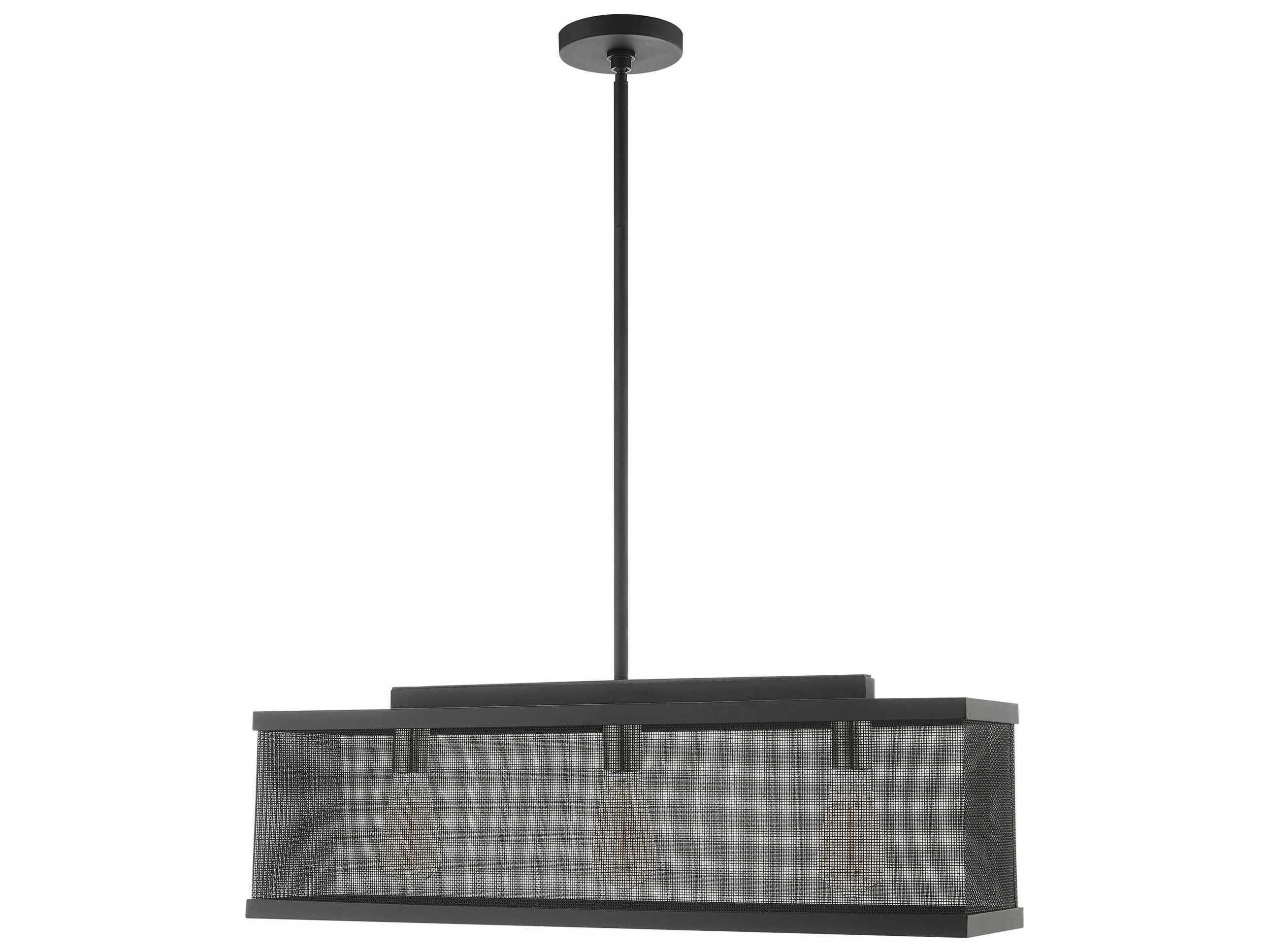 Livex Lighting Industro 3-Light Black Brushed Nickel Geometric Linear Island Pendant