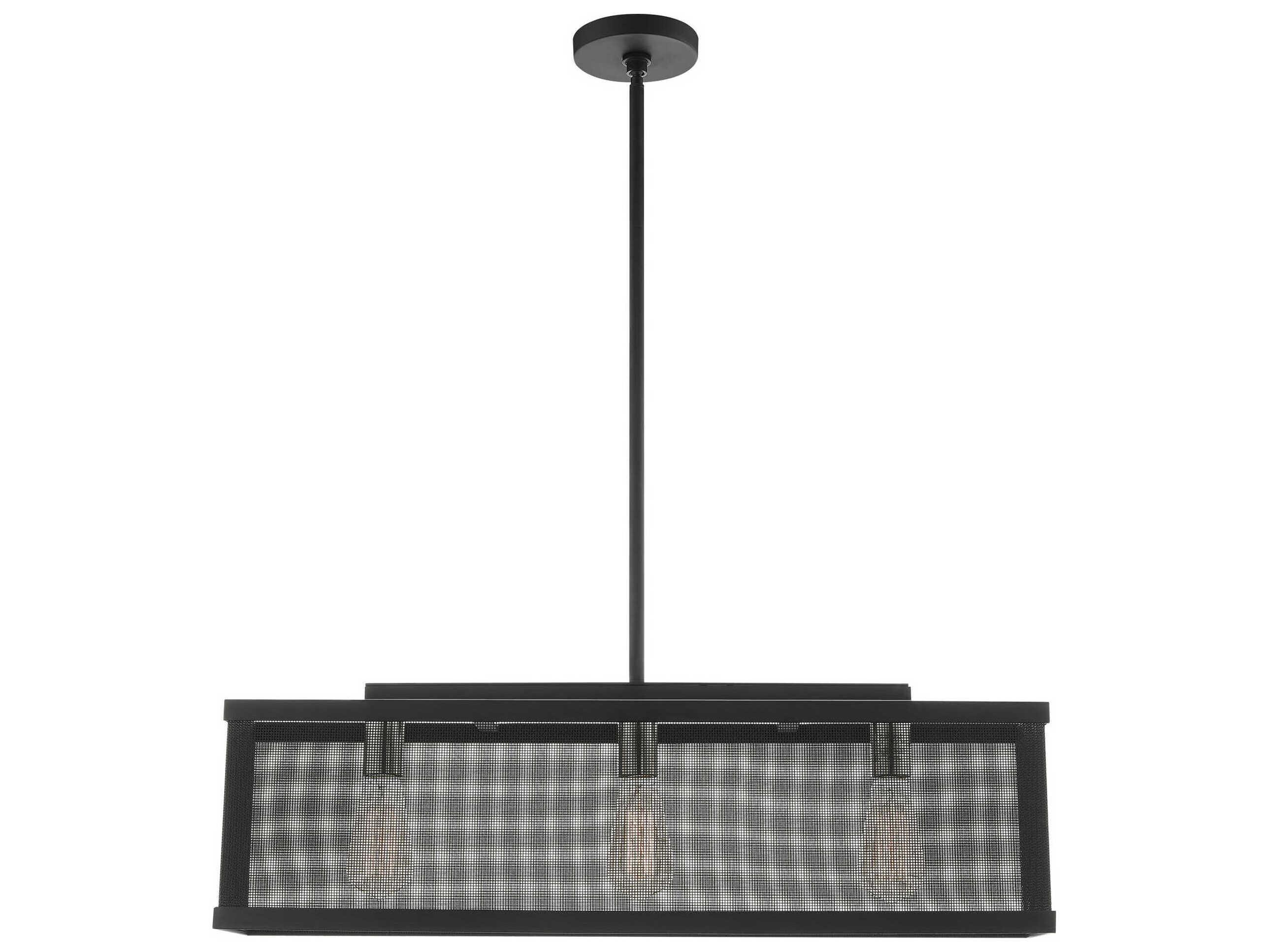 Livex Lighting Industro 3-Light Black Brushed Nickel Geometric Linear Island Pendant