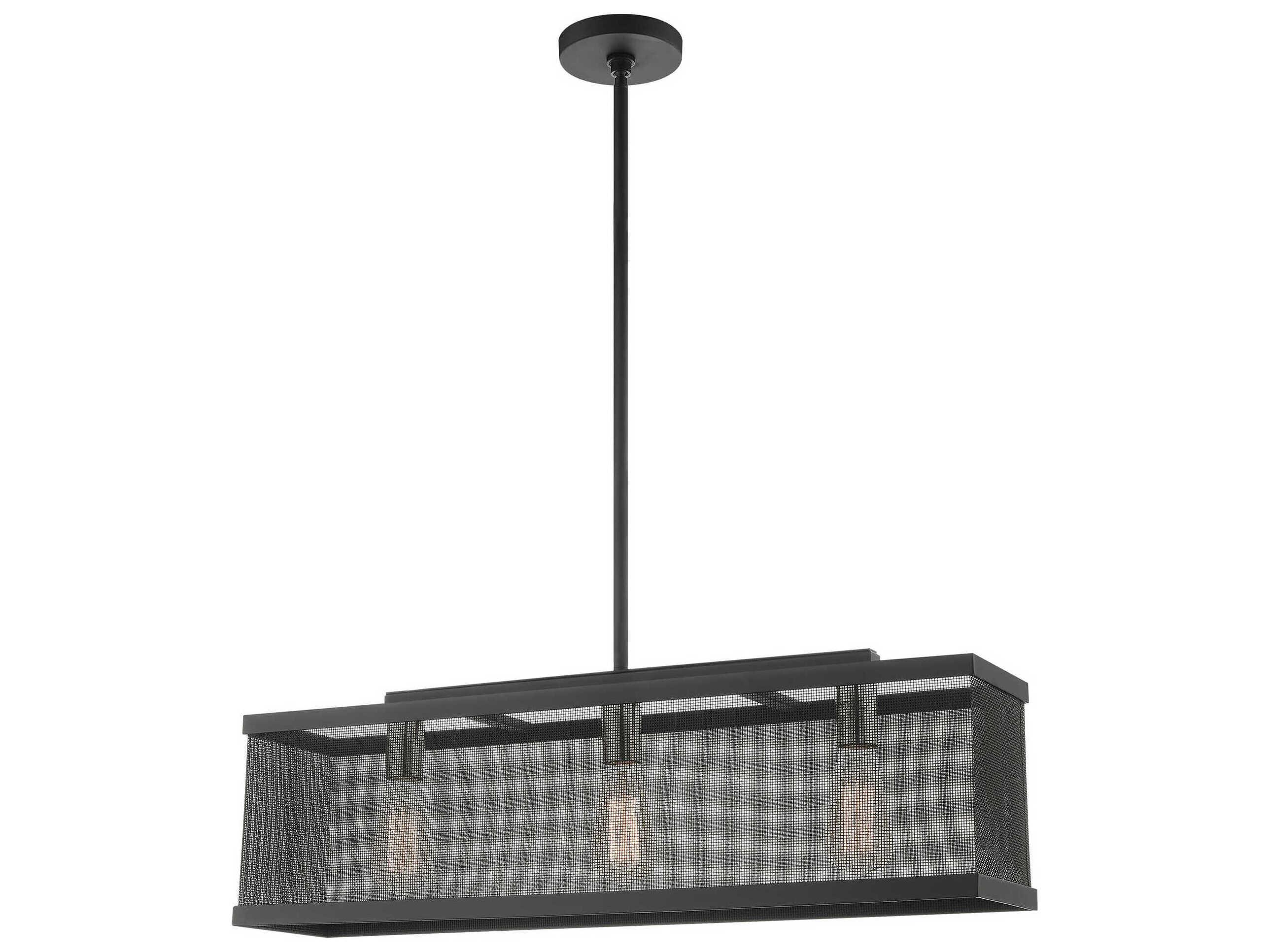 Livex Lighting Industro 3-Light Black Brushed Nickel Geometric Linear Island Pendant