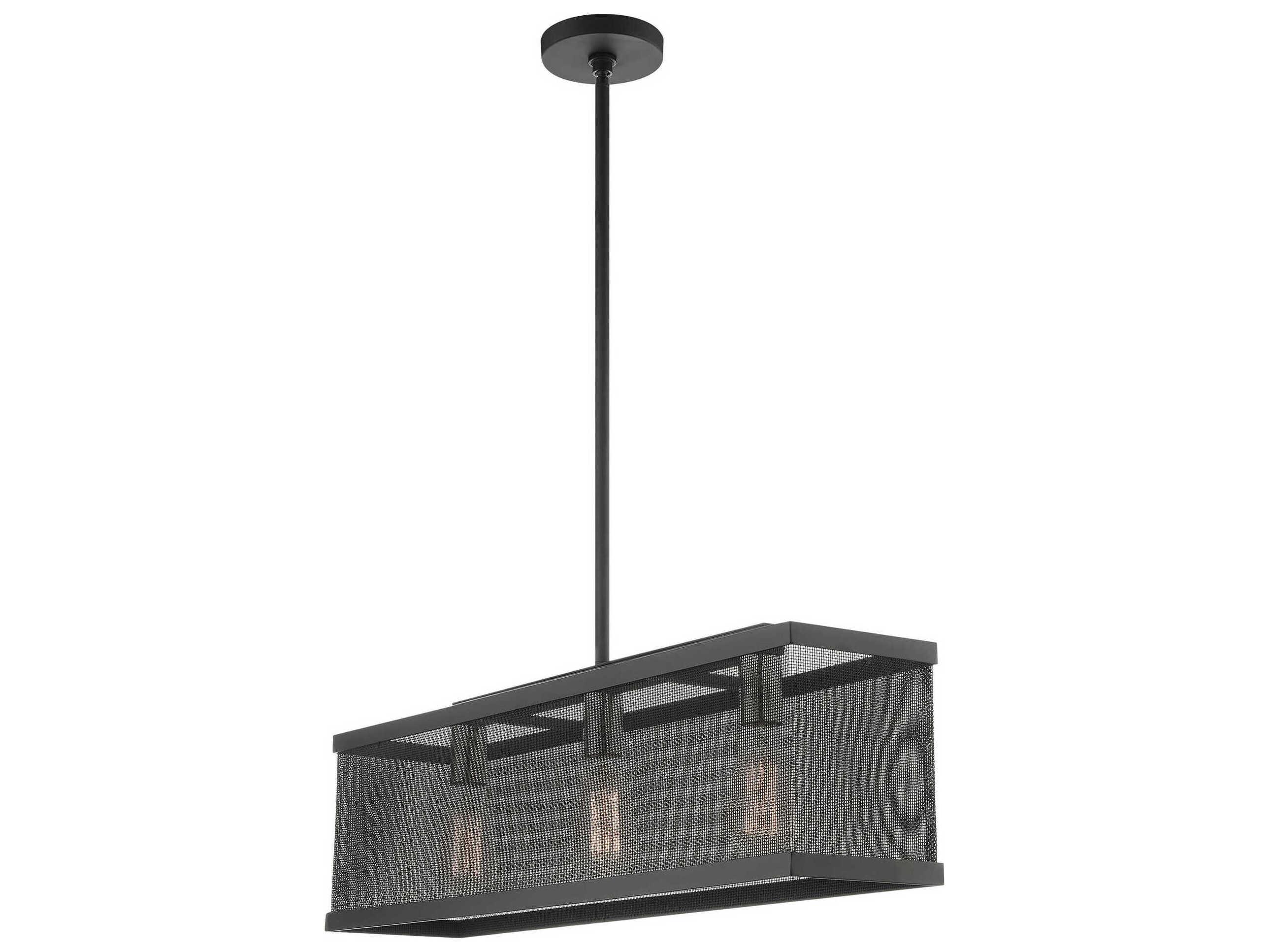 Livex Lighting Industro 3-Light Black Brushed Nickel Geometric Linear Island Pendant