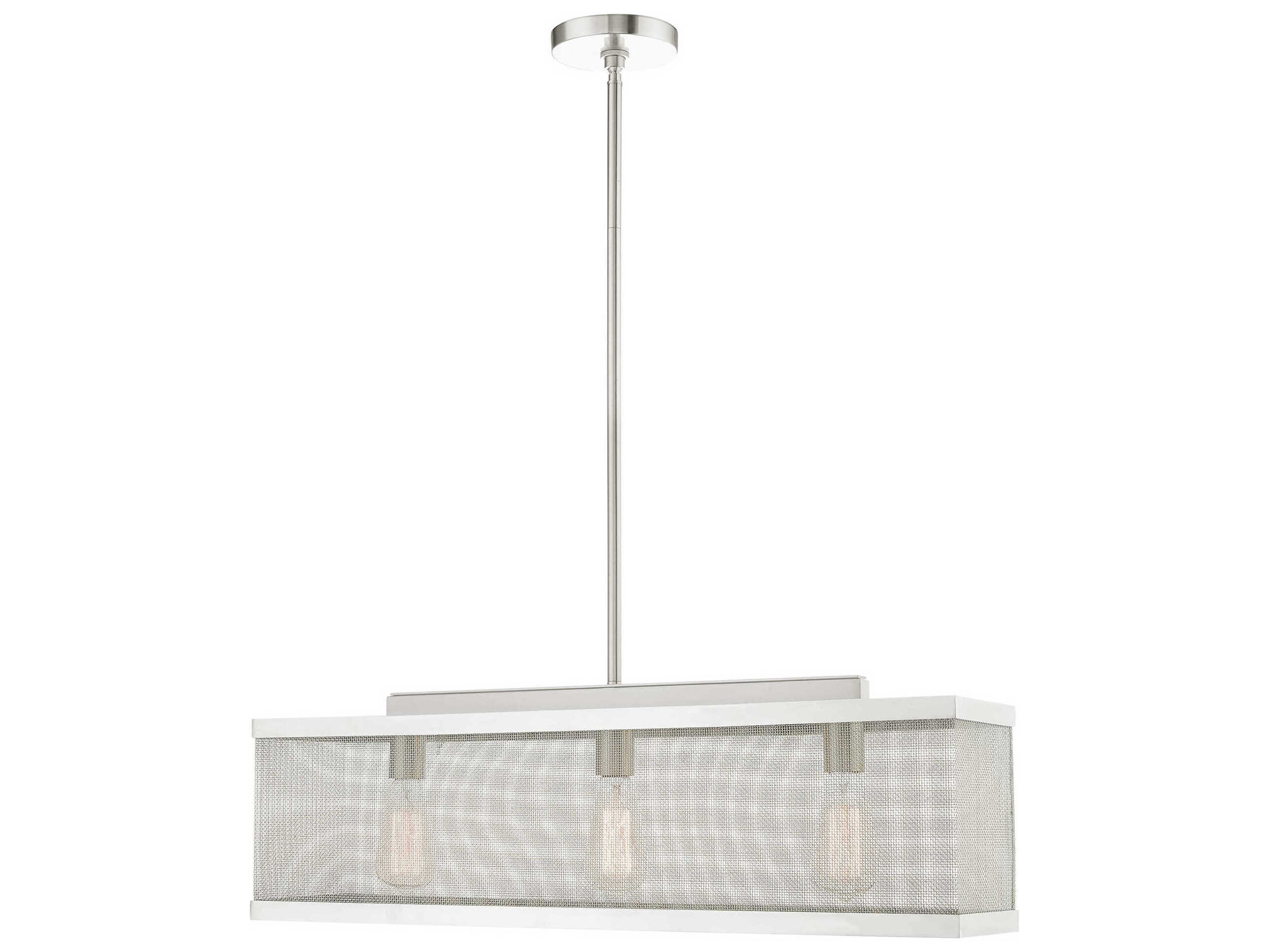 Livex Lighting Industro 3-Light Brushed Nickel Geometric Linear Island Pendant