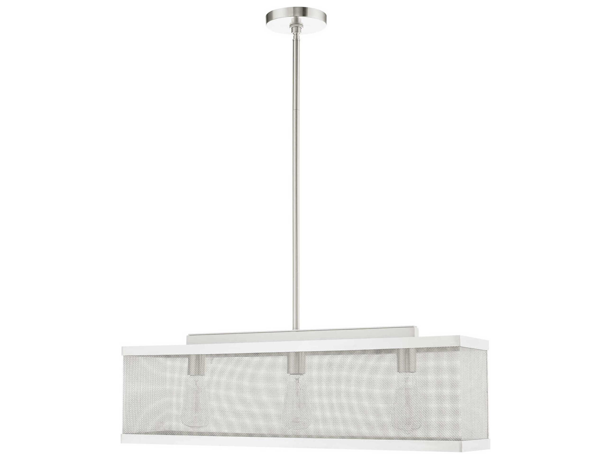 Livex Lighting Industro 3-Light Brushed Nickel Geometric Linear Island Pendant