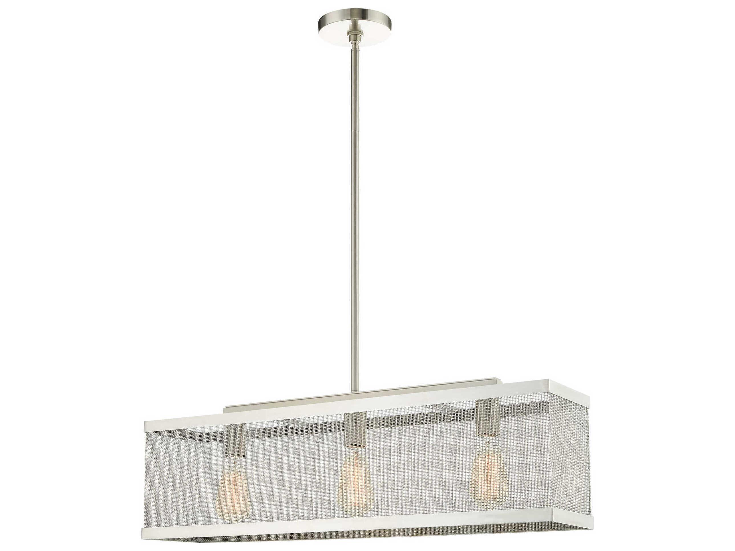 Livex Lighting Industro 3-Light Brushed Nickel Geometric Linear Island Pendant