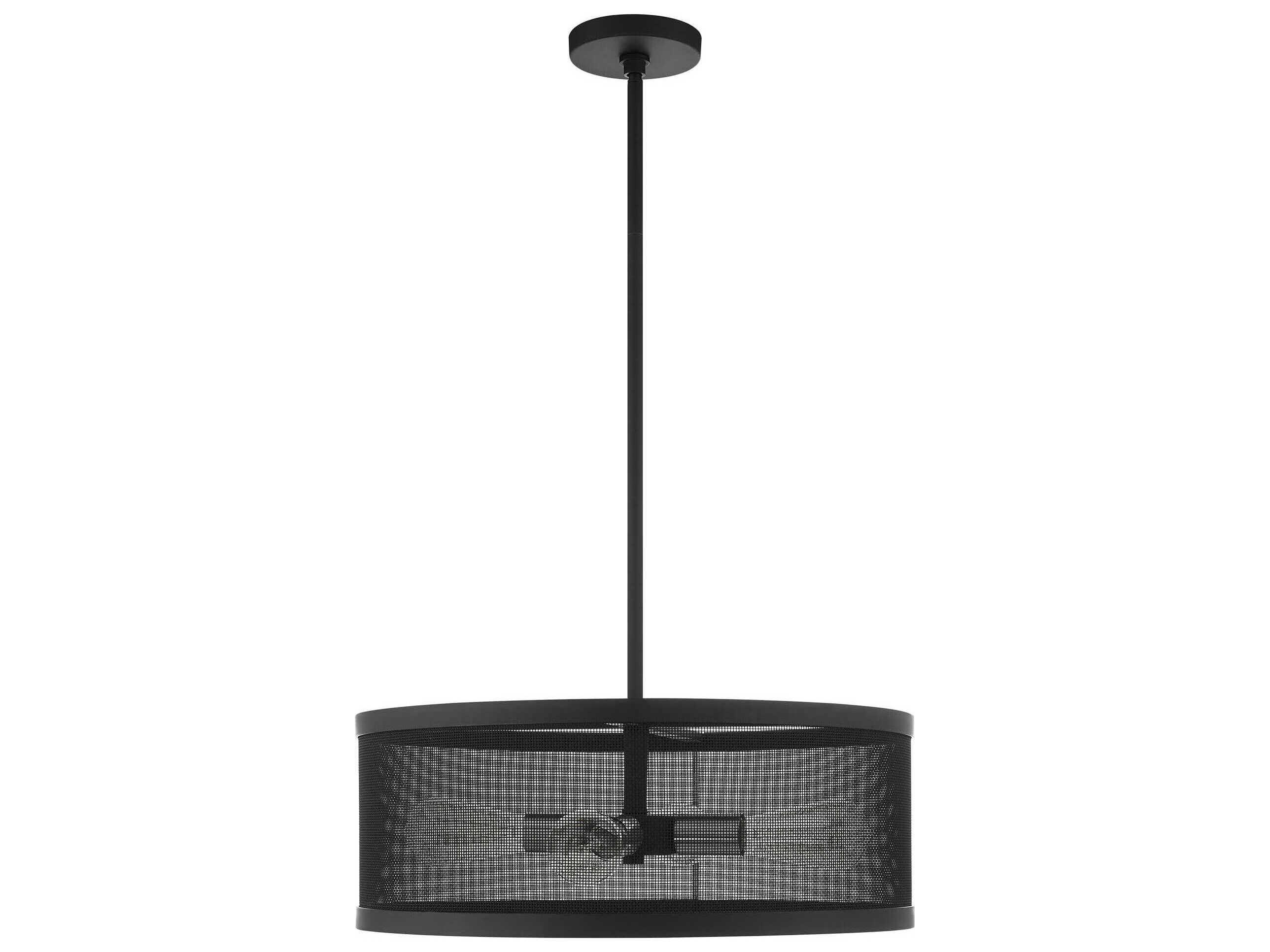 Livex Lighting Industro 4-Light Black Brushed Nickel Drum Pendant