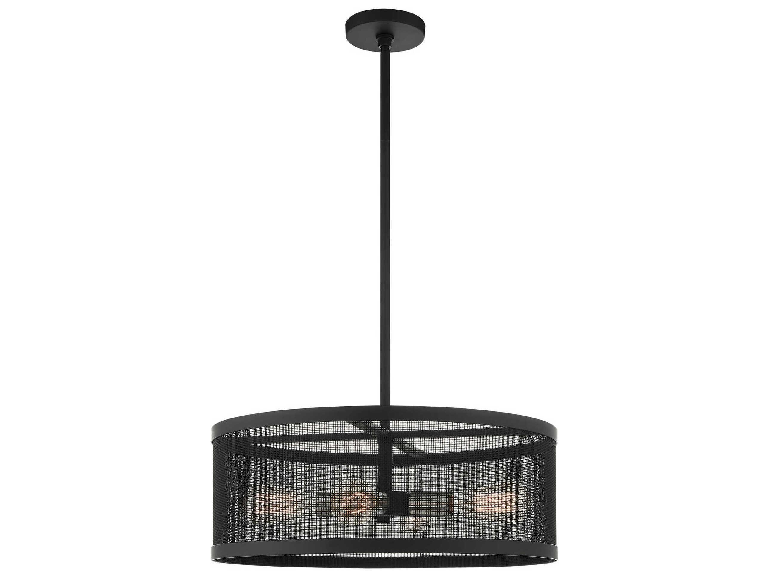 Livex Lighting Industro 4-Light Black Brushed Nickel Drum Pendant