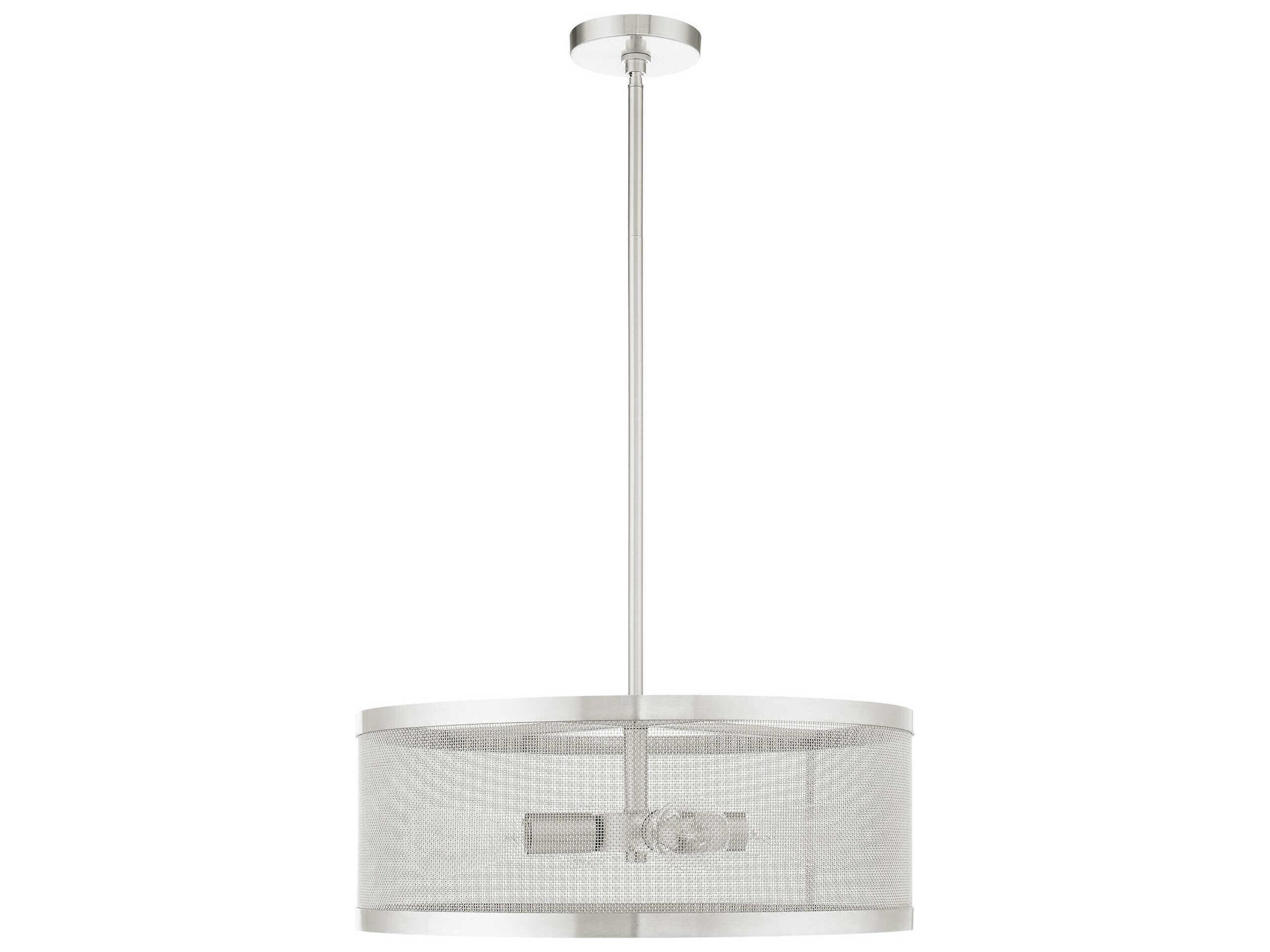 Livex Lighting Industro 4-Light Brushed Nickel Drum Pendant